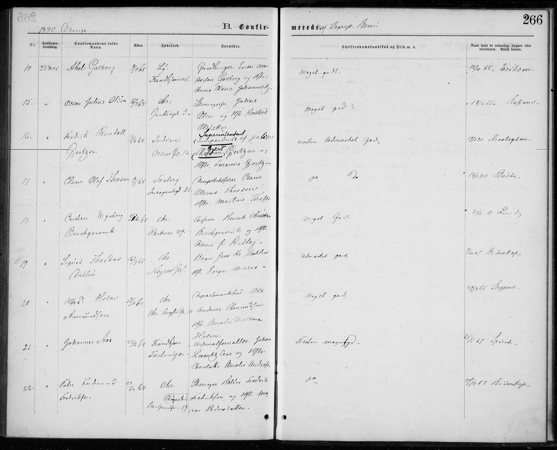 Trefoldighet prestekontor Kirkebøker, SAO/A-10882/F/Fb/L0002: Parish register (official) no. II 2, 1871-1880, p. 266
