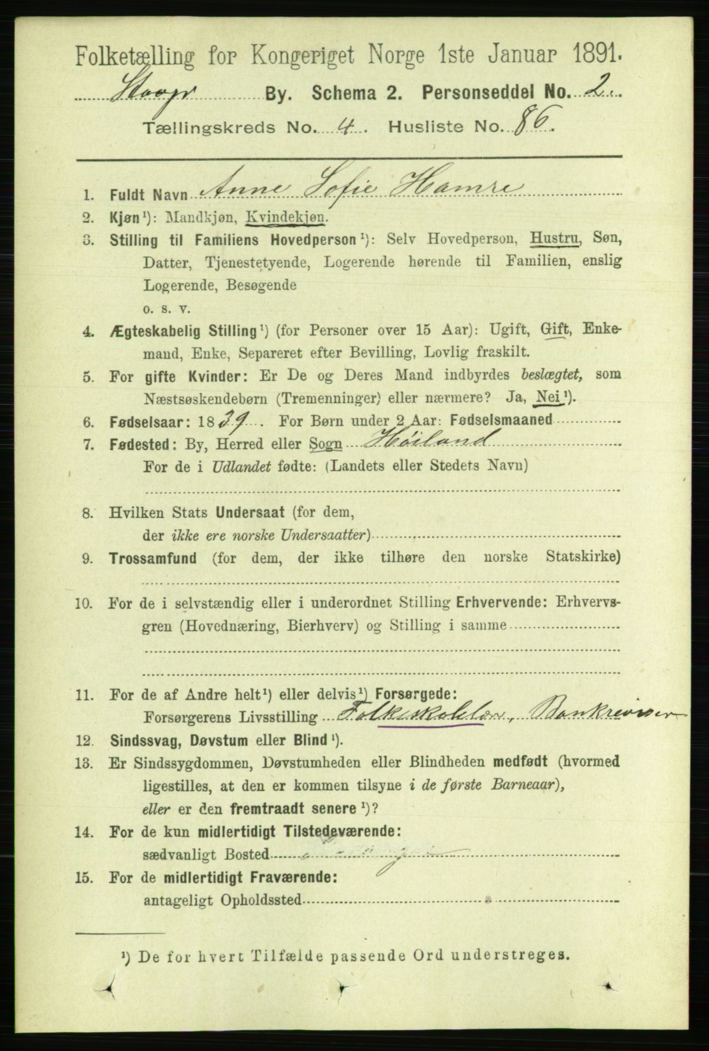 RA, 1891 census for 1103 Stavanger, 1891, p. 8585