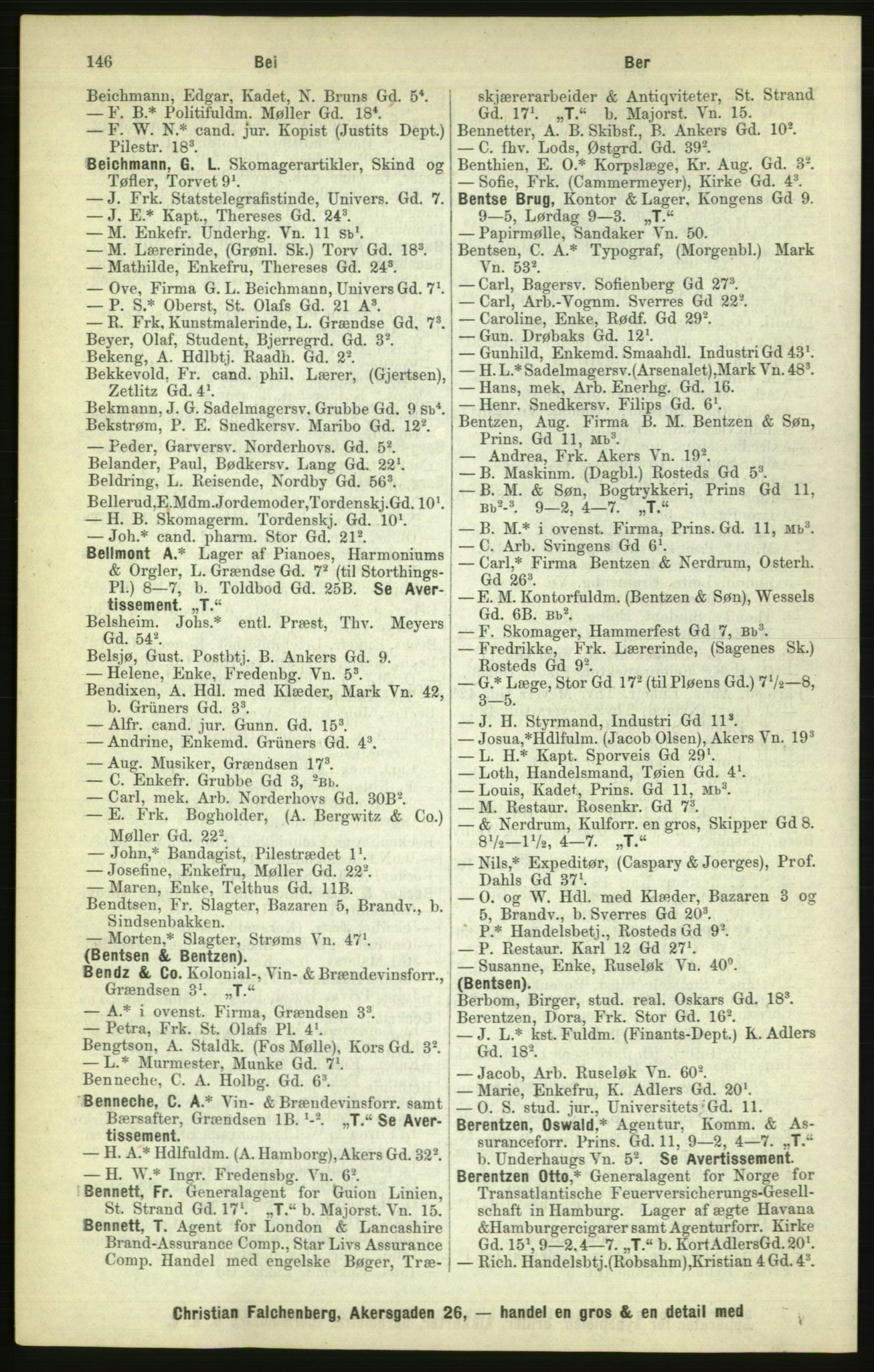 Kristiania/Oslo adressebok, PUBL/-, 1886, p. 146