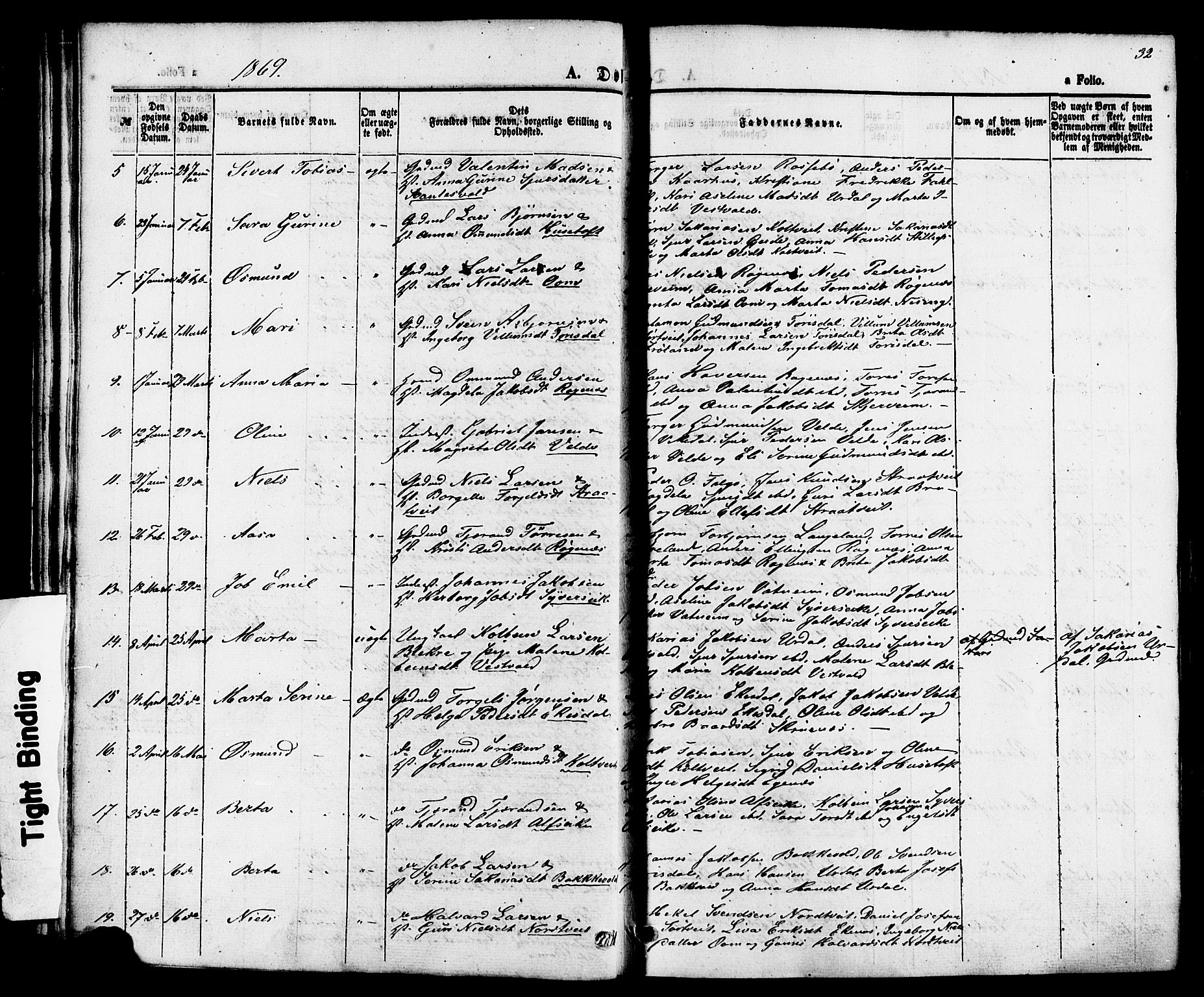 Skjold sokneprestkontor, SAST/A-101847/H/Ha/Haa/L0007: Parish register (official) no. A 7, 1857-1882, p. 32