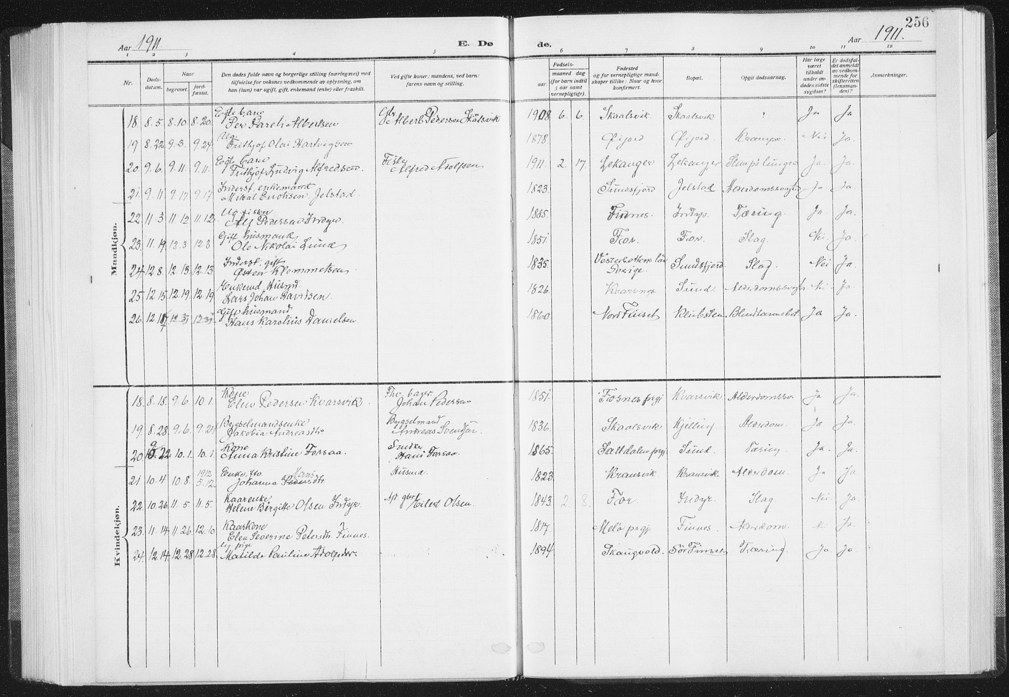 Ministerialprotokoller, klokkerbøker og fødselsregistre - Nordland, SAT/A-1459/805/L0104: Parish register (official) no. 805A09, 1909-1926, p. 256