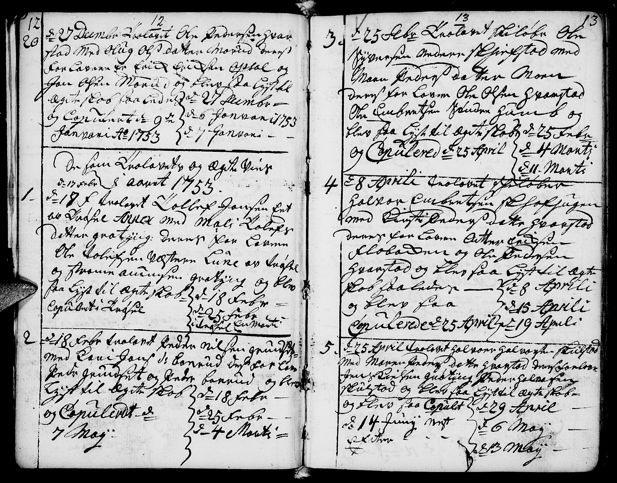 Elverum prestekontor, AV/SAH-PREST-044/H/Ha/Haa/L0002: Parish register (official) no. 2, 1751-1756, p. 12-13