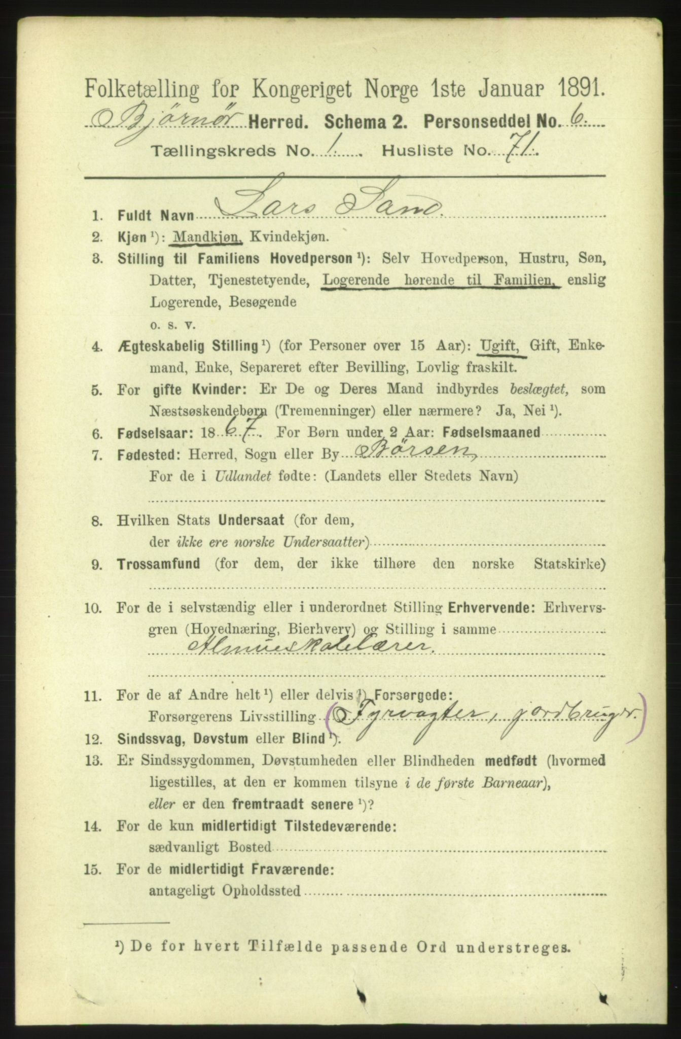 RA, 1891 census for 1632 Bjørnør, 1891, p. 552