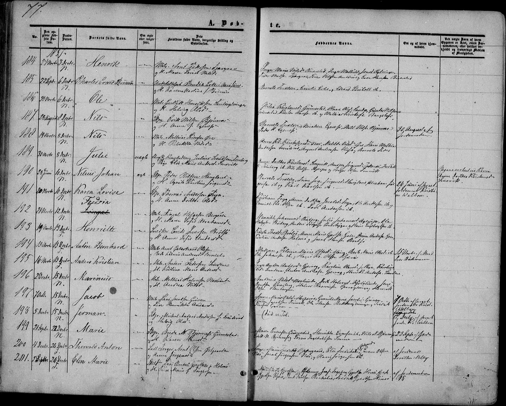 Nøtterøy kirkebøker, AV/SAKO-A-354/F/Fa/L0006: Parish register (official) no. I 6, 1852-1864, p. 77