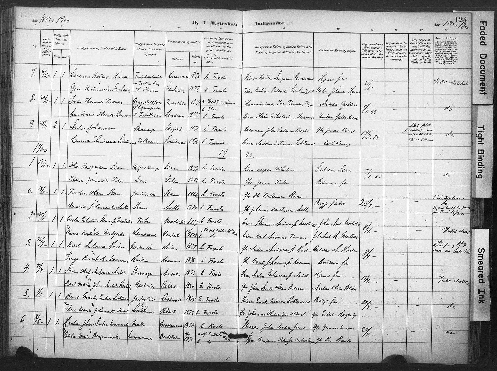 Ministerialprotokoller, klokkerbøker og fødselsregistre - Nord-Trøndelag, SAT/A-1458/713/L0122: Parish register (official) no. 713A11, 1899-1910, p. 124