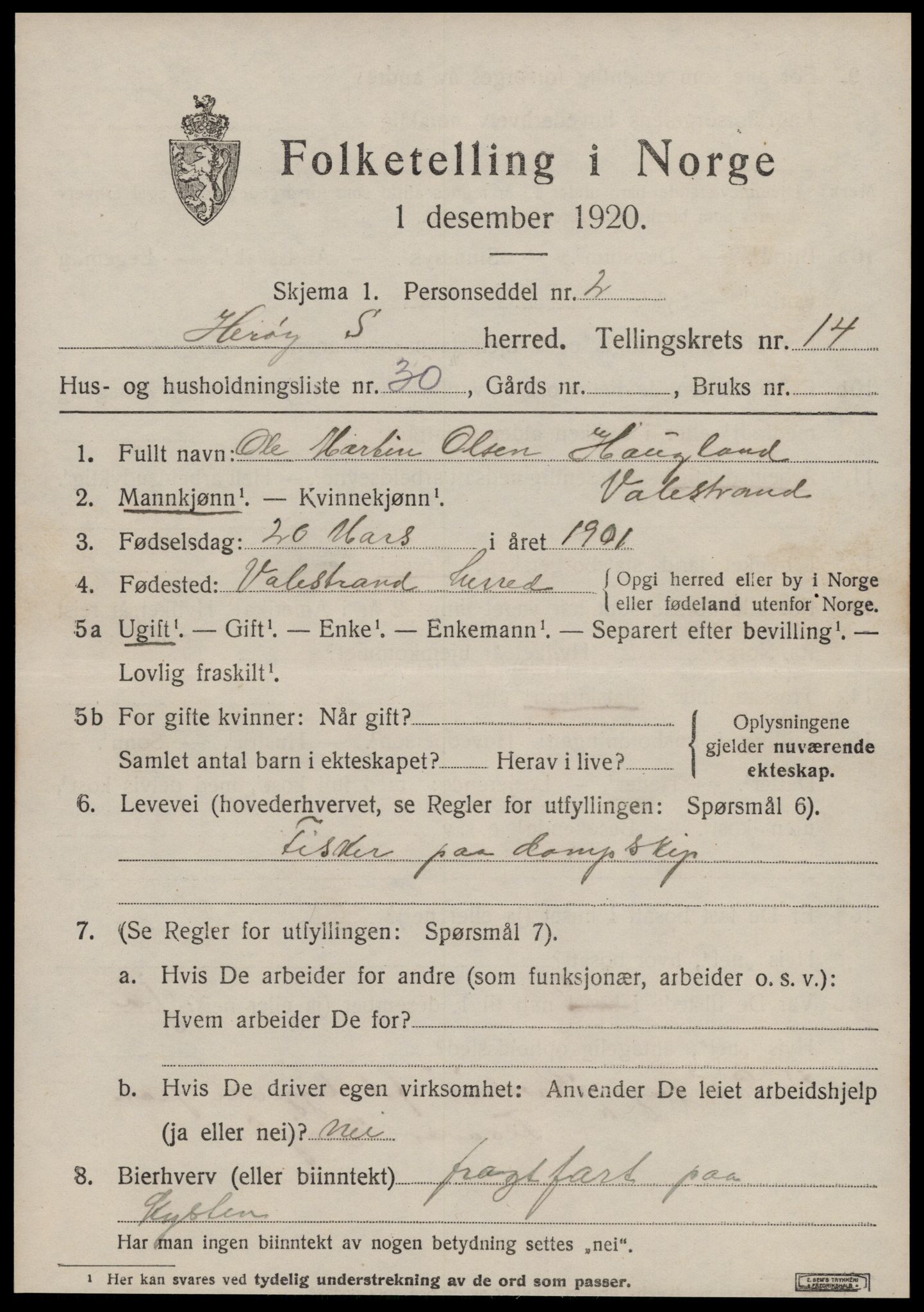 SAT, 1920 census for Herøy (MR), 1920, p. 9383