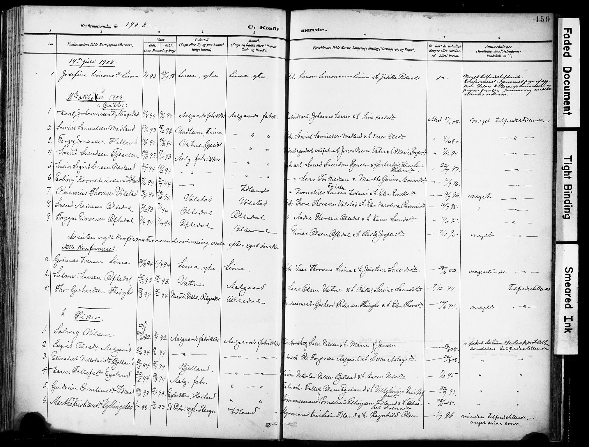 Lye sokneprestkontor, SAST/A-101794/001/30BA/L0012: Parish register (official) no. A 11, 1896-1909, p. 159