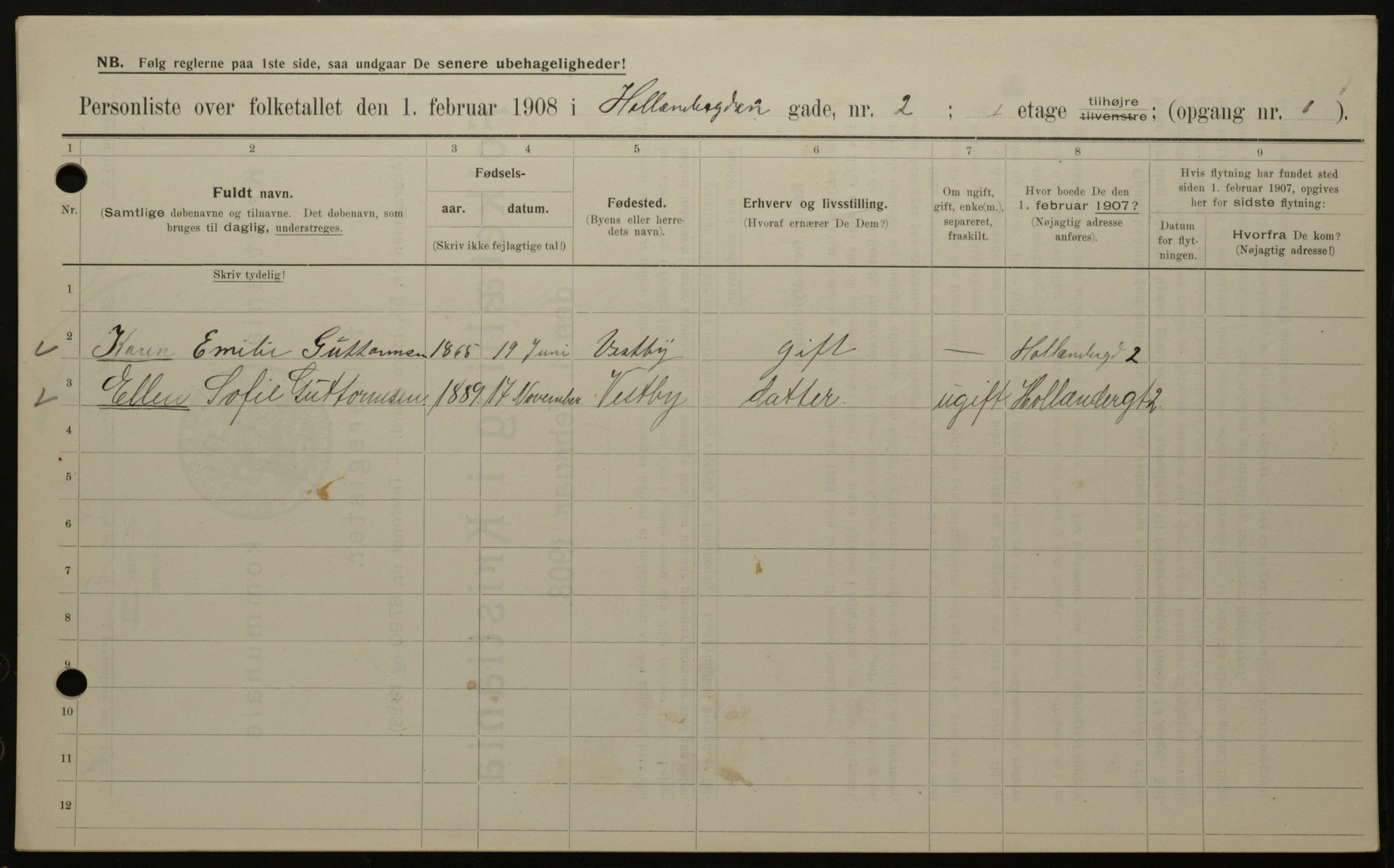 OBA, Municipal Census 1908 for Kristiania, 1908, p. 36542