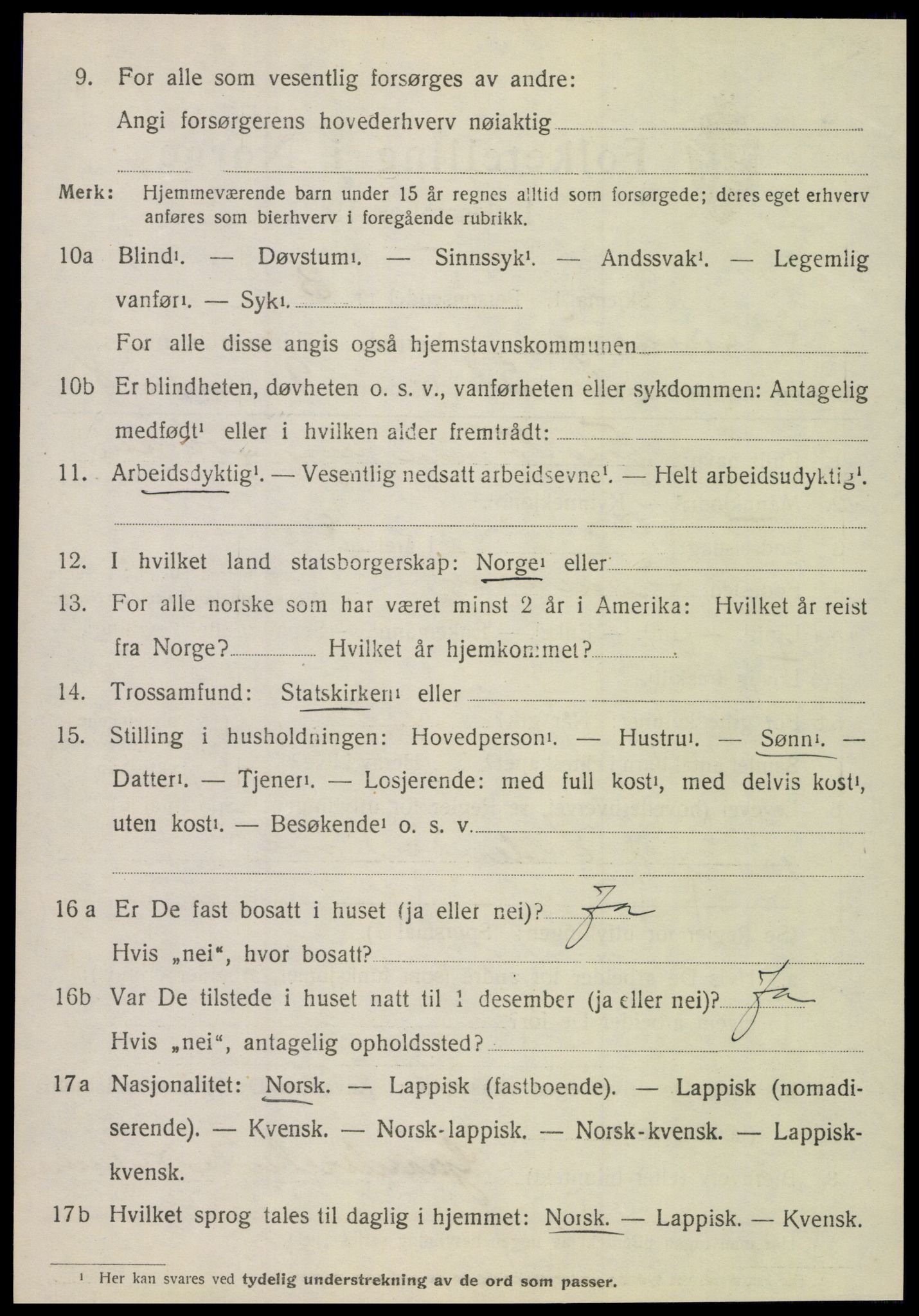 SAT, 1920 census for Hamarøy, 1920, p. 2097