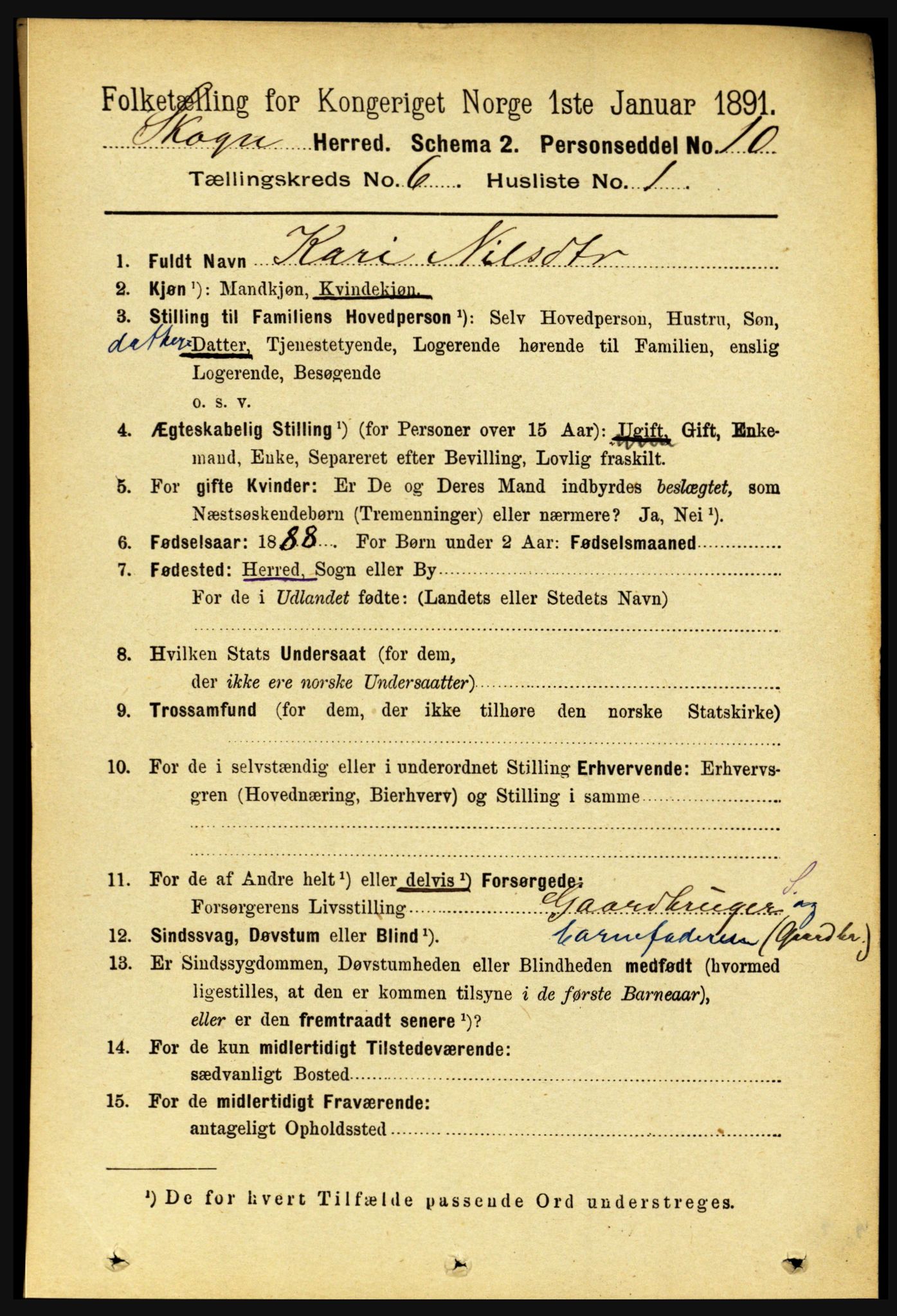 RA, 1891 census for 1719 Skogn, 1891, p. 3469