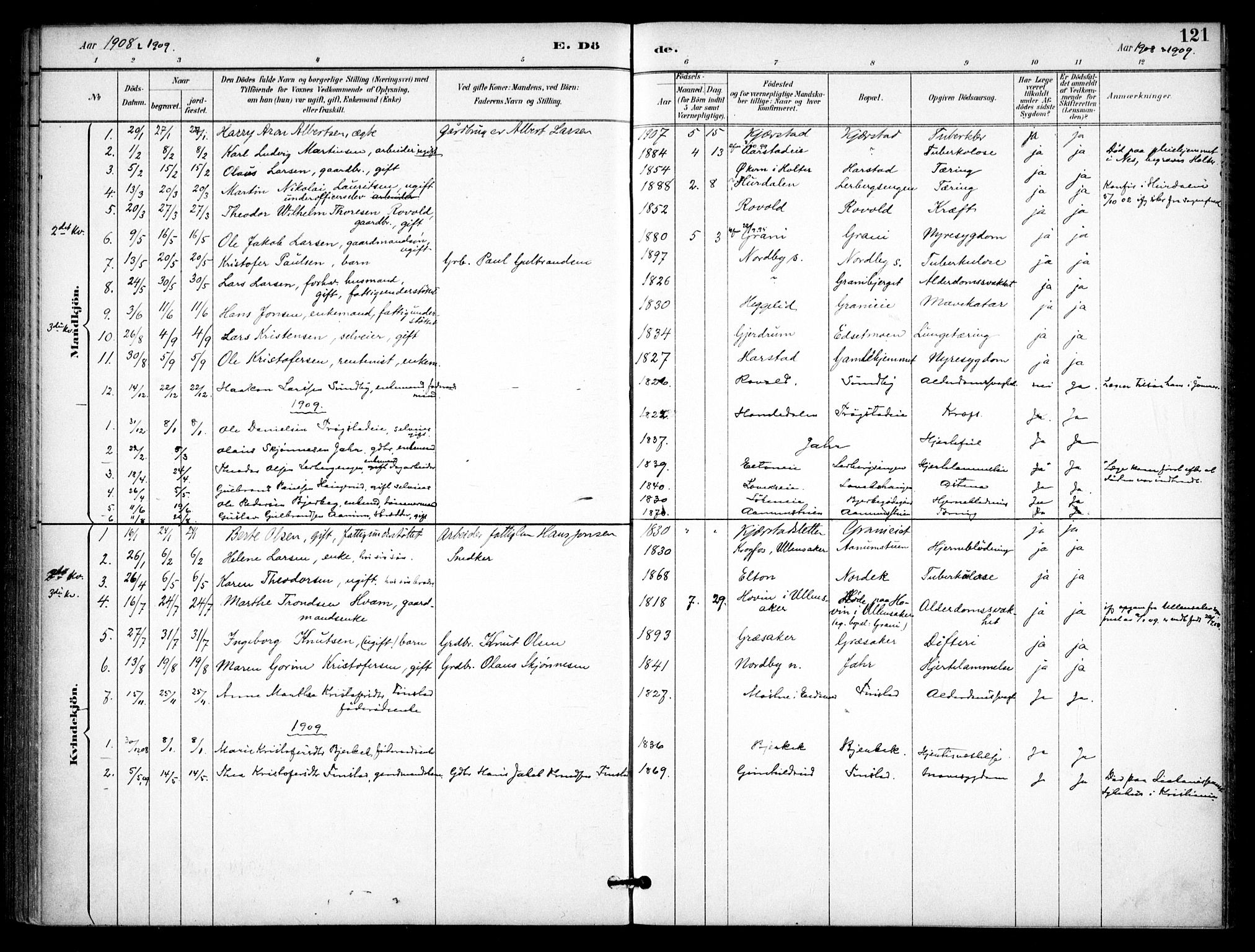 Nannestad prestekontor Kirkebøker, AV/SAO-A-10414a/F/Fb/L0002: Parish register (official) no. II 2, 1891-1909, p. 121