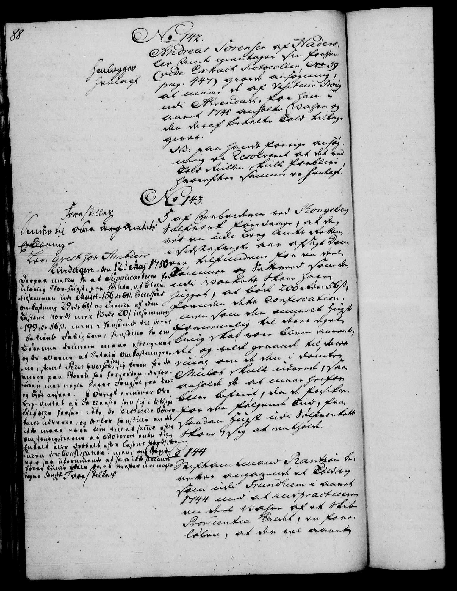 Rentekammeret, Kammerkanselliet, RA/EA-3111/G/Gh/Gha/L0030: Norsk ekstraktmemorialprotokoll (merket RK 53.75), 1749-1751, p. 88