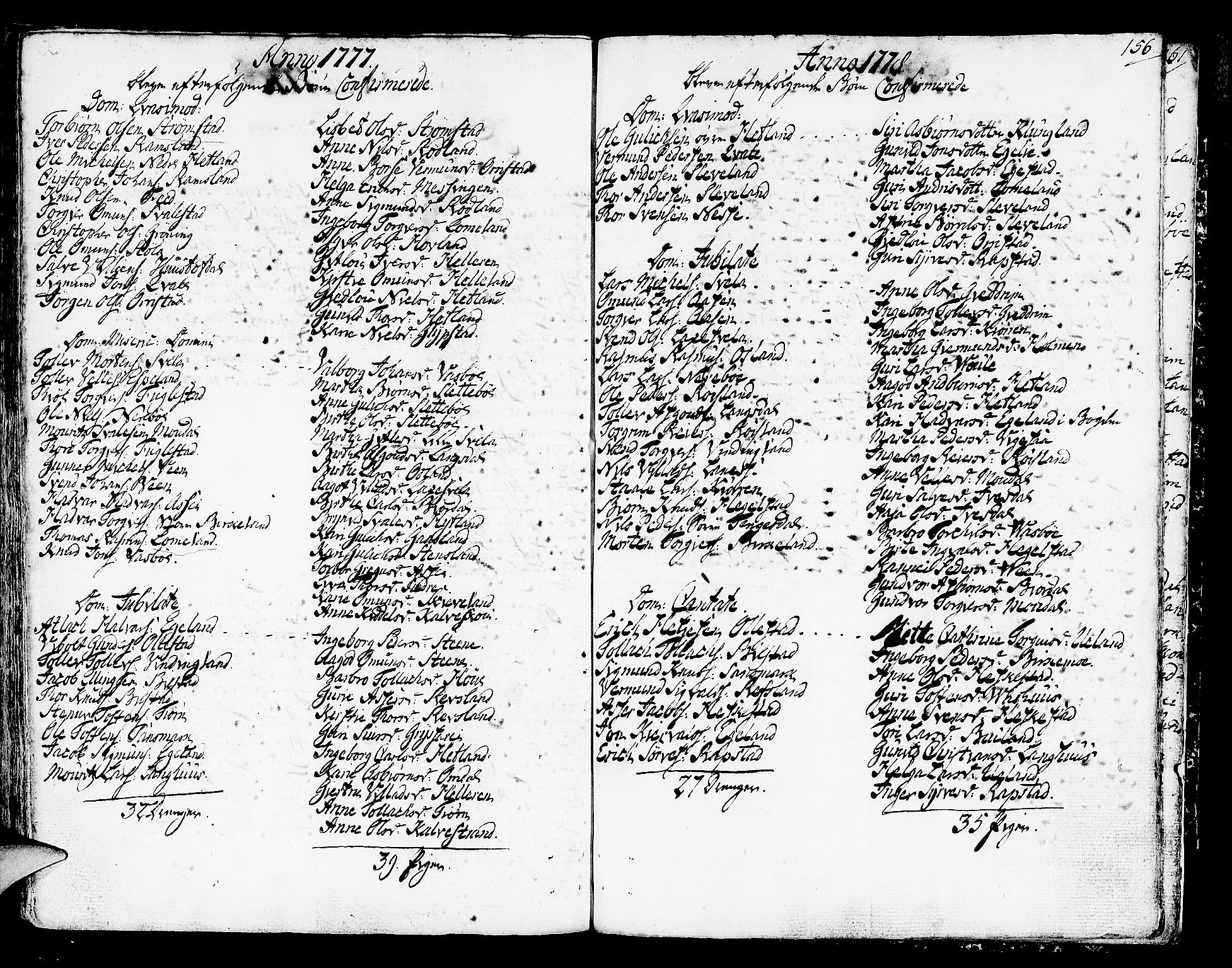 Helleland sokneprestkontor, SAST/A-101810: Parish register (official) no. A 2 /1, 1762-1791, p. 156