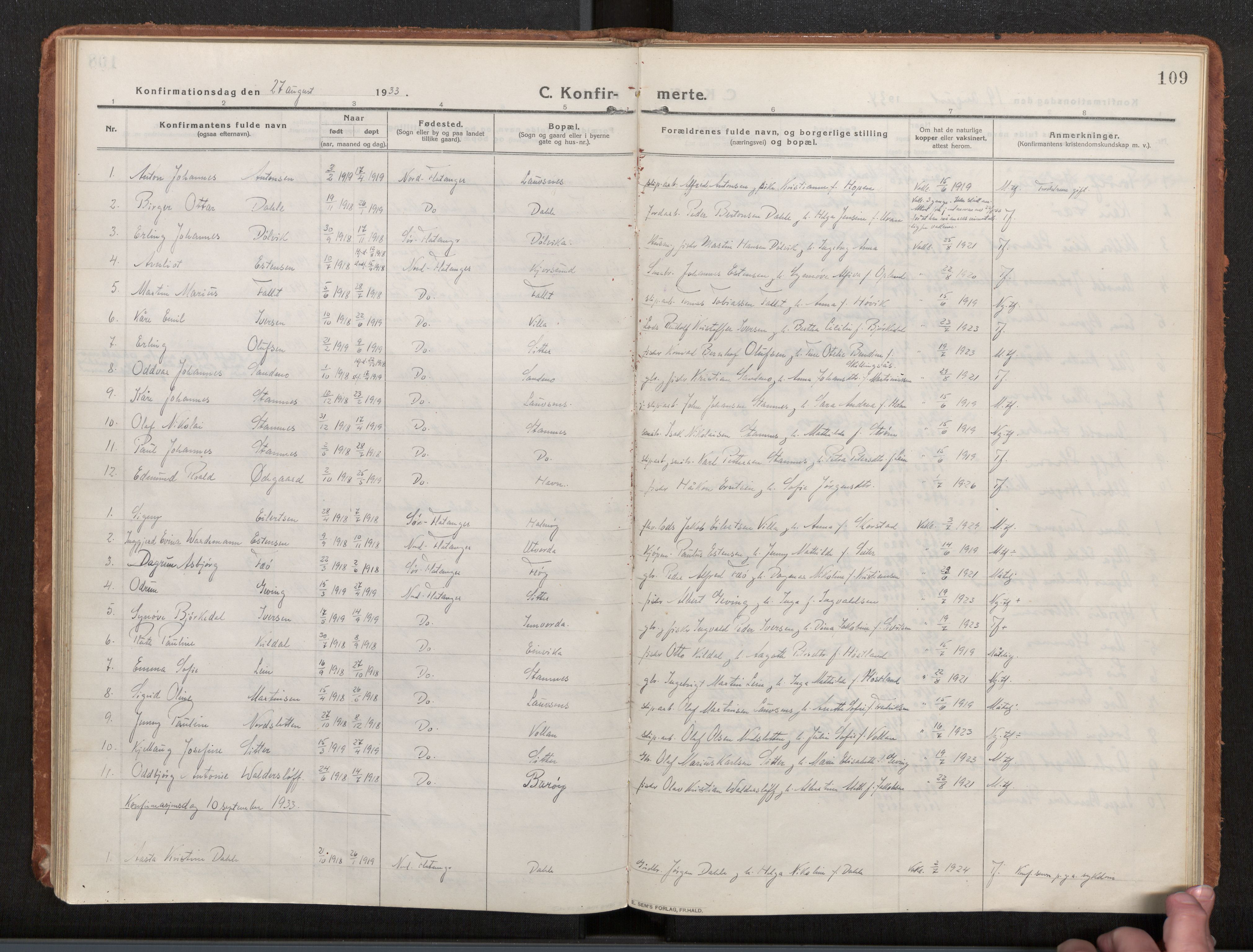Ministerialprotokoller, klokkerbøker og fødselsregistre - Nord-Trøndelag, AV/SAT-A-1458/772/L0604: Parish register (official) no. 772A02, 1913-1937, p. 109