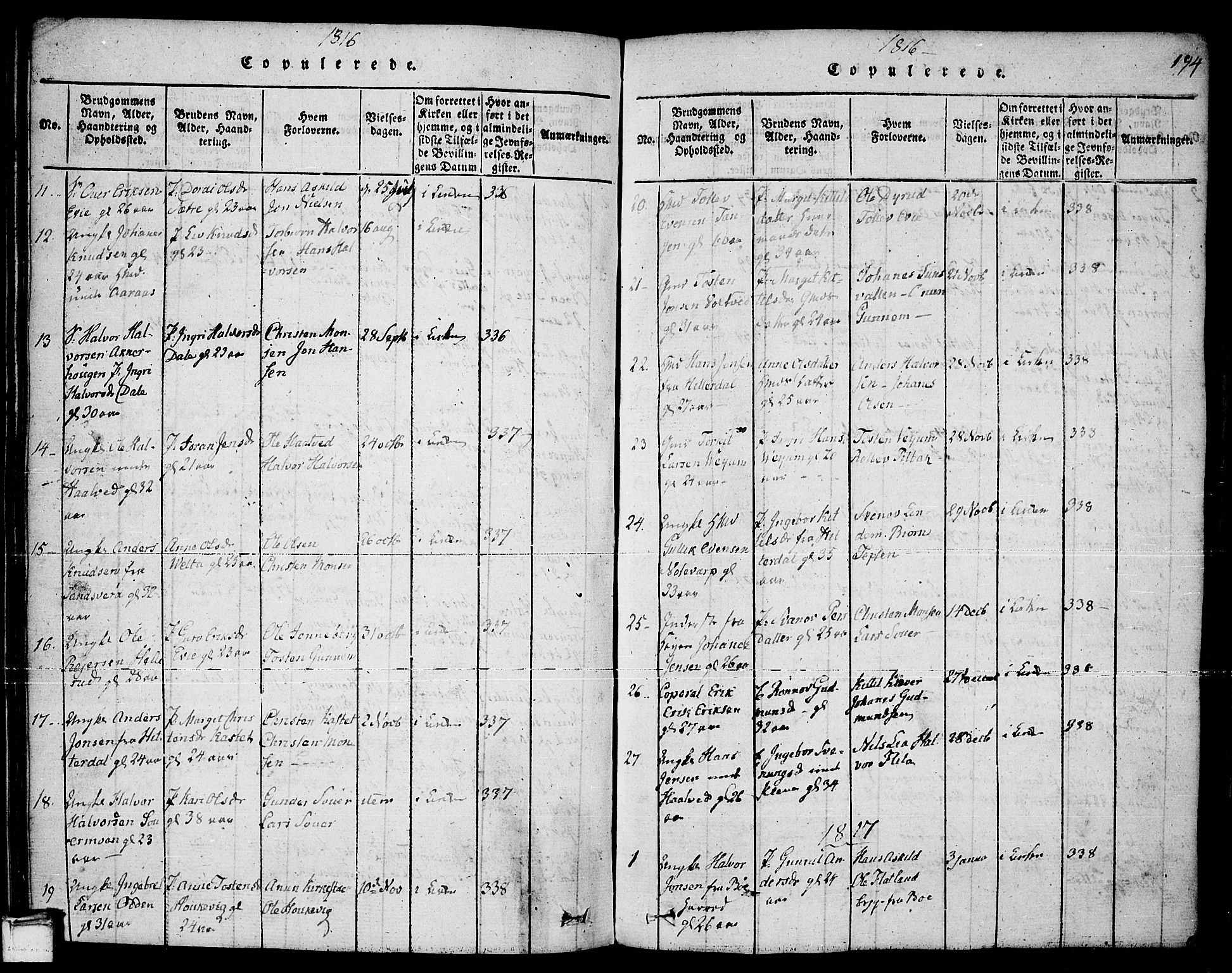 Sauherad kirkebøker, SAKO/A-298/F/Fa/L0005: Parish register (official) no. I 5, 1815-1829, p. 194