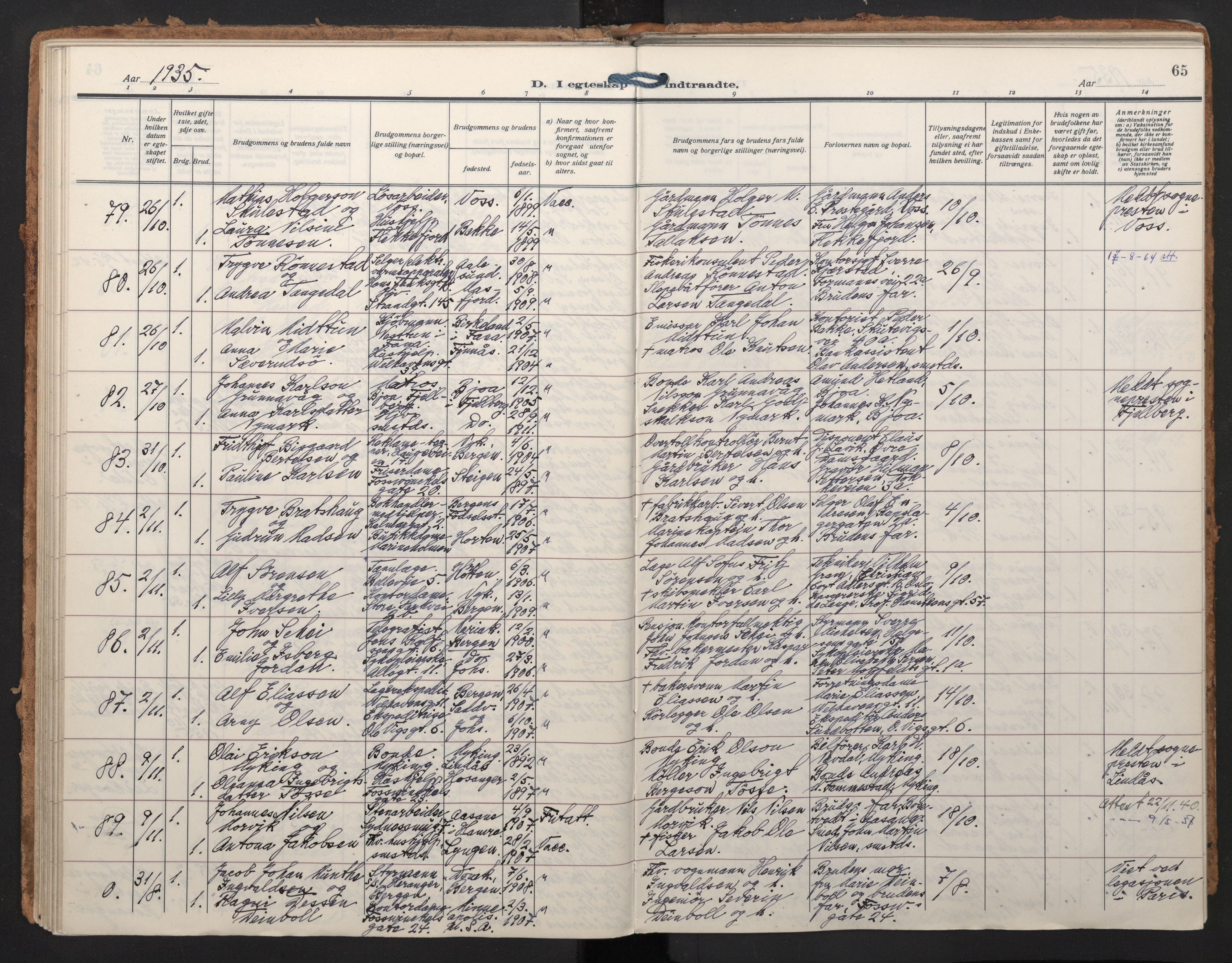 Johanneskirken sokneprestembete, SAB/A-76001/H/Haa/L0014: Parish register (official) no. D 3, 1929-1949, p. 64b-65a