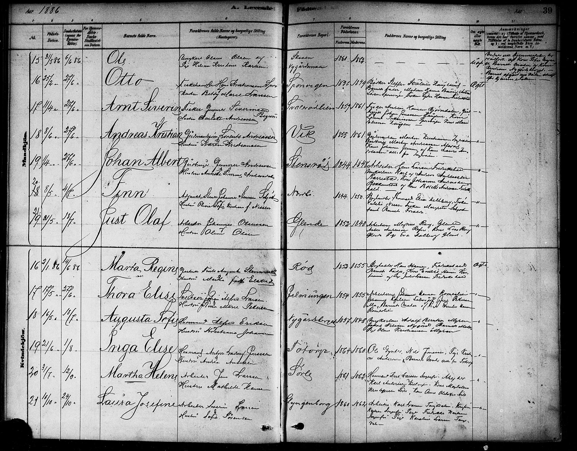 Berg prestekontor Kirkebøker, AV/SAO-A-10902/F/Fa/L0006: Parish register (official) no. I 6, 1878-1887, p. 39