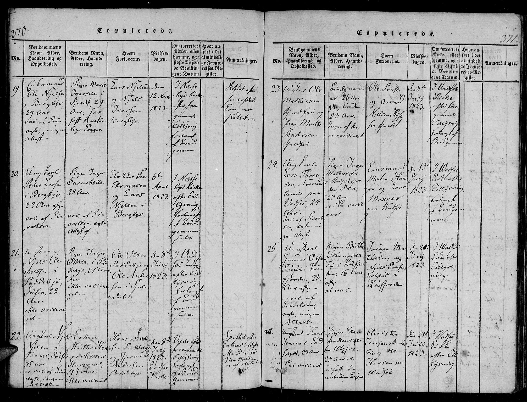 Vadsø sokneprestkontor, SATØ/S-1325/H/Ha/L0003kirke: Parish register (official) no. 3 /1, 1821-1839, p. 370-371