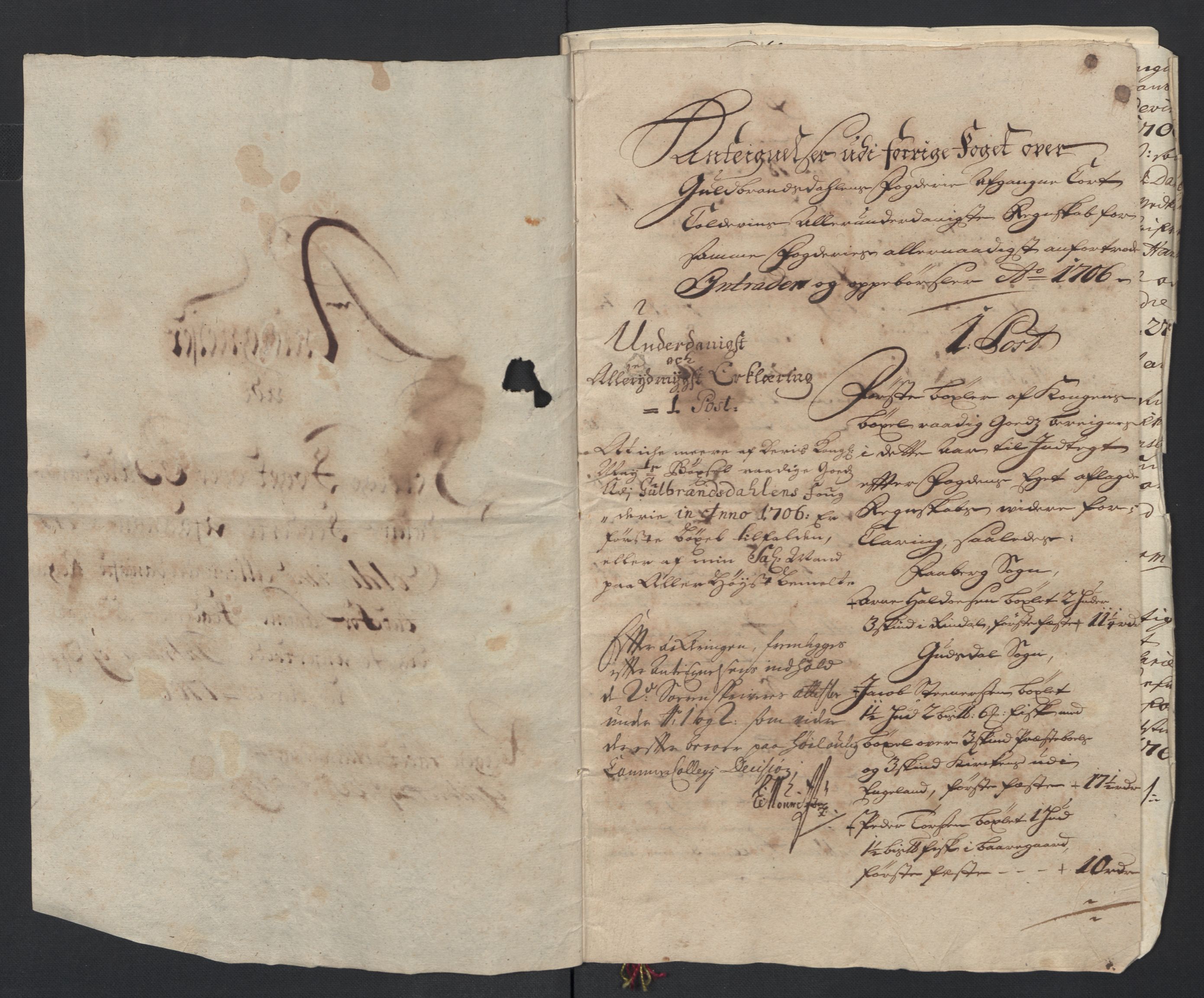 Rentekammeret inntil 1814, Reviderte regnskaper, Fogderegnskap, RA/EA-4092/R17/L1178: Fogderegnskap Gudbrandsdal, 1705-1707, p. 258