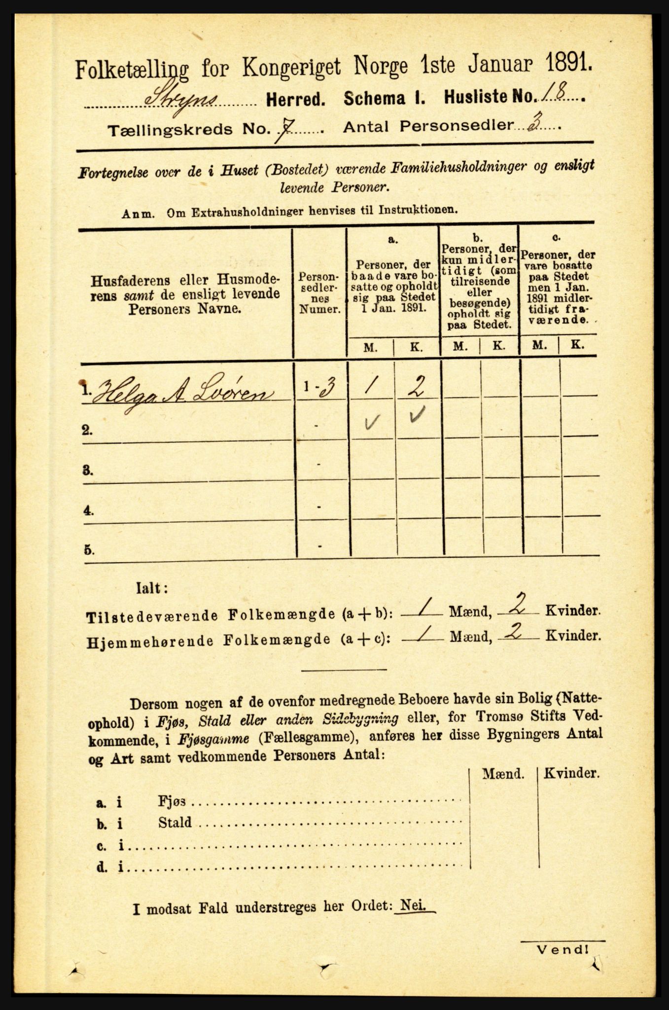 RA, 1891 census for 1448 Stryn, 1891, p. 2790