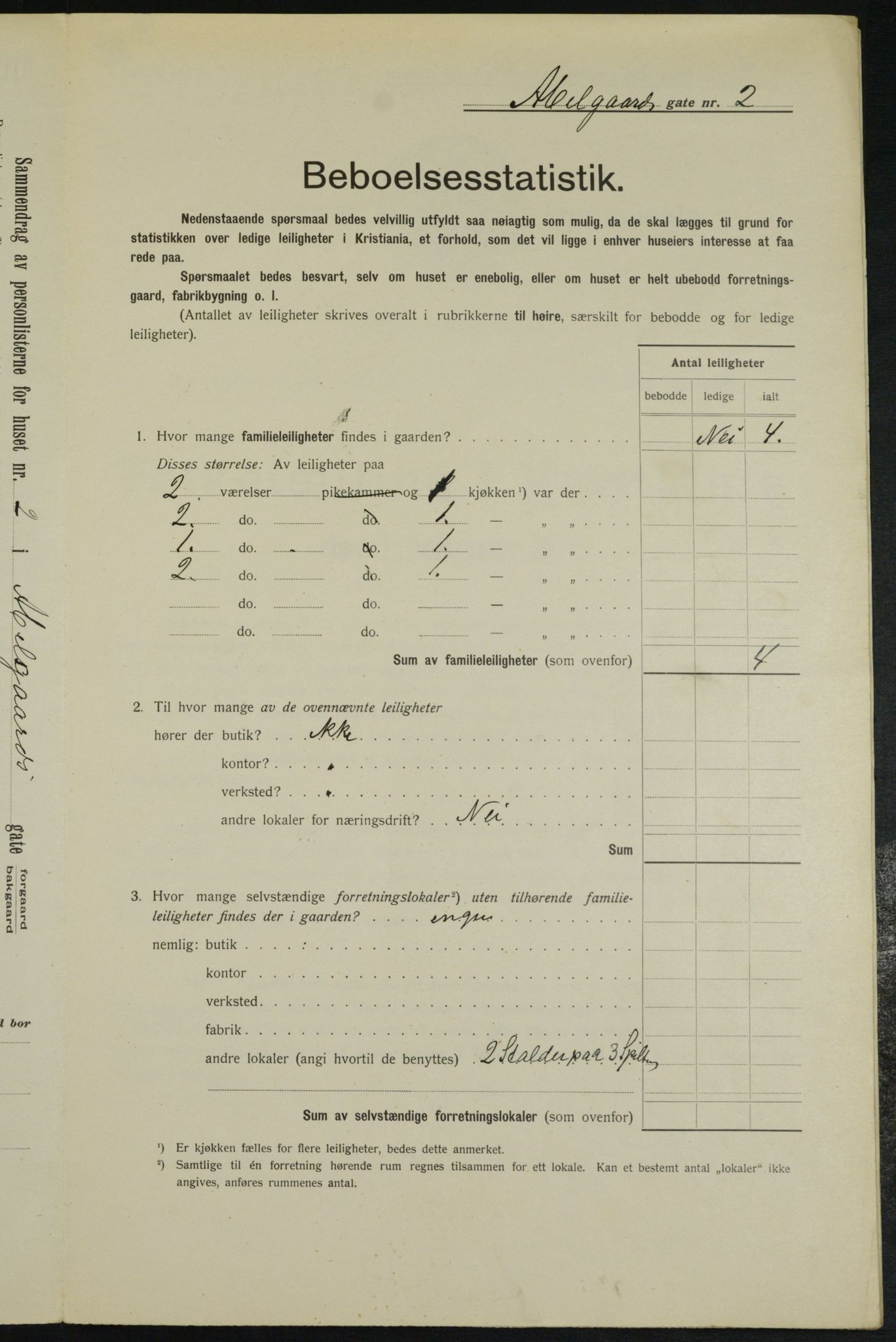 OBA, Municipal Census 1913 for Kristiania, 1913, p. 4