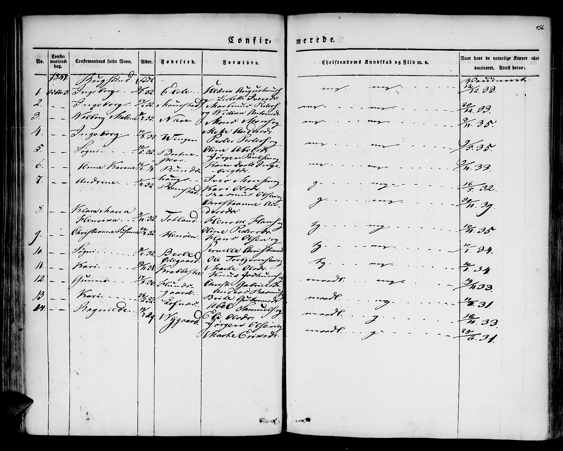 Davik sokneprestembete, SAB/A-79701/H/Haa/Haaa/L0004: Parish register (official) no. A 4, 1830-1849, p. 156