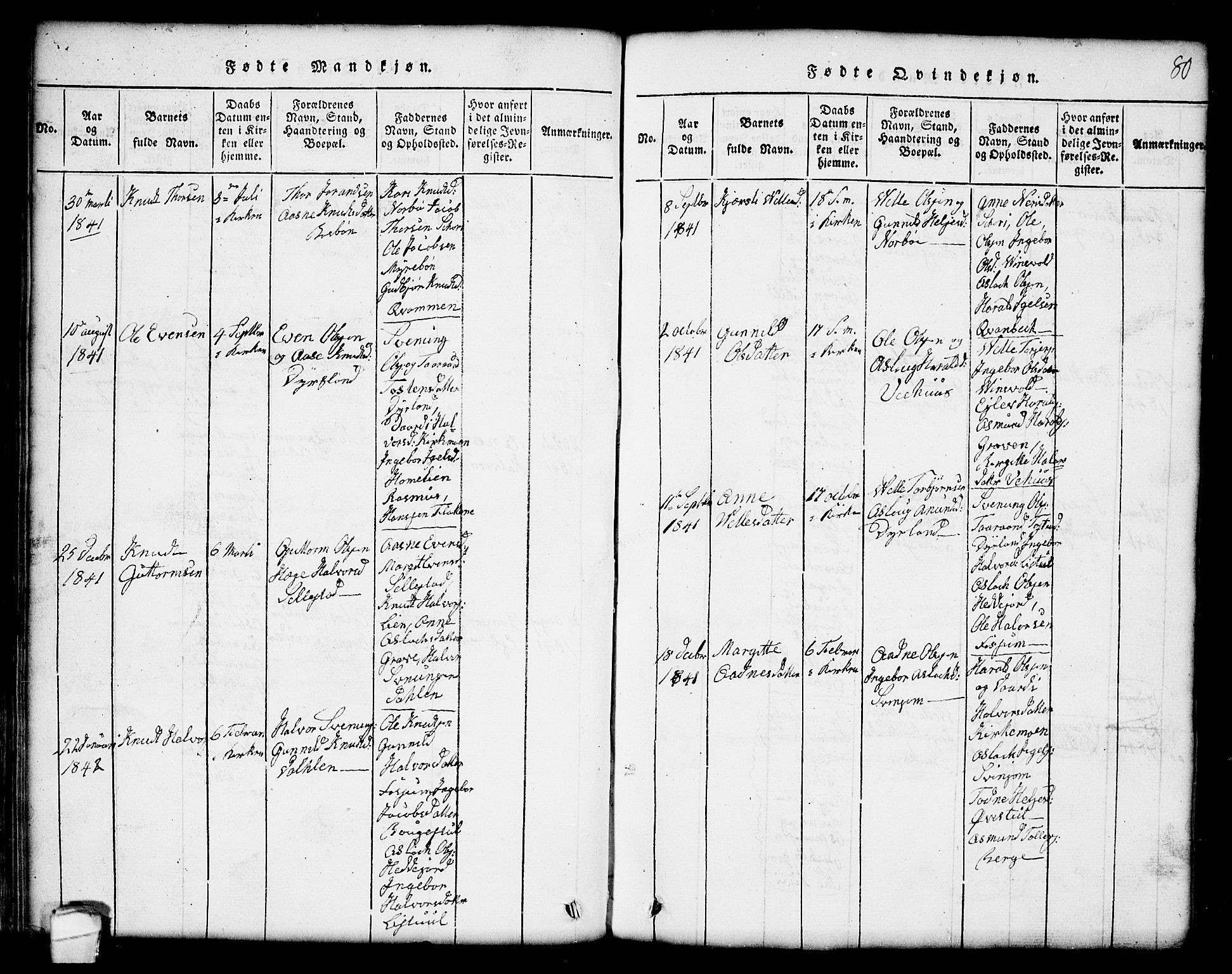 Seljord kirkebøker, SAKO/A-20/G/Gc/L0001: Parish register (copy) no. III 1, 1815-1849, p. 80