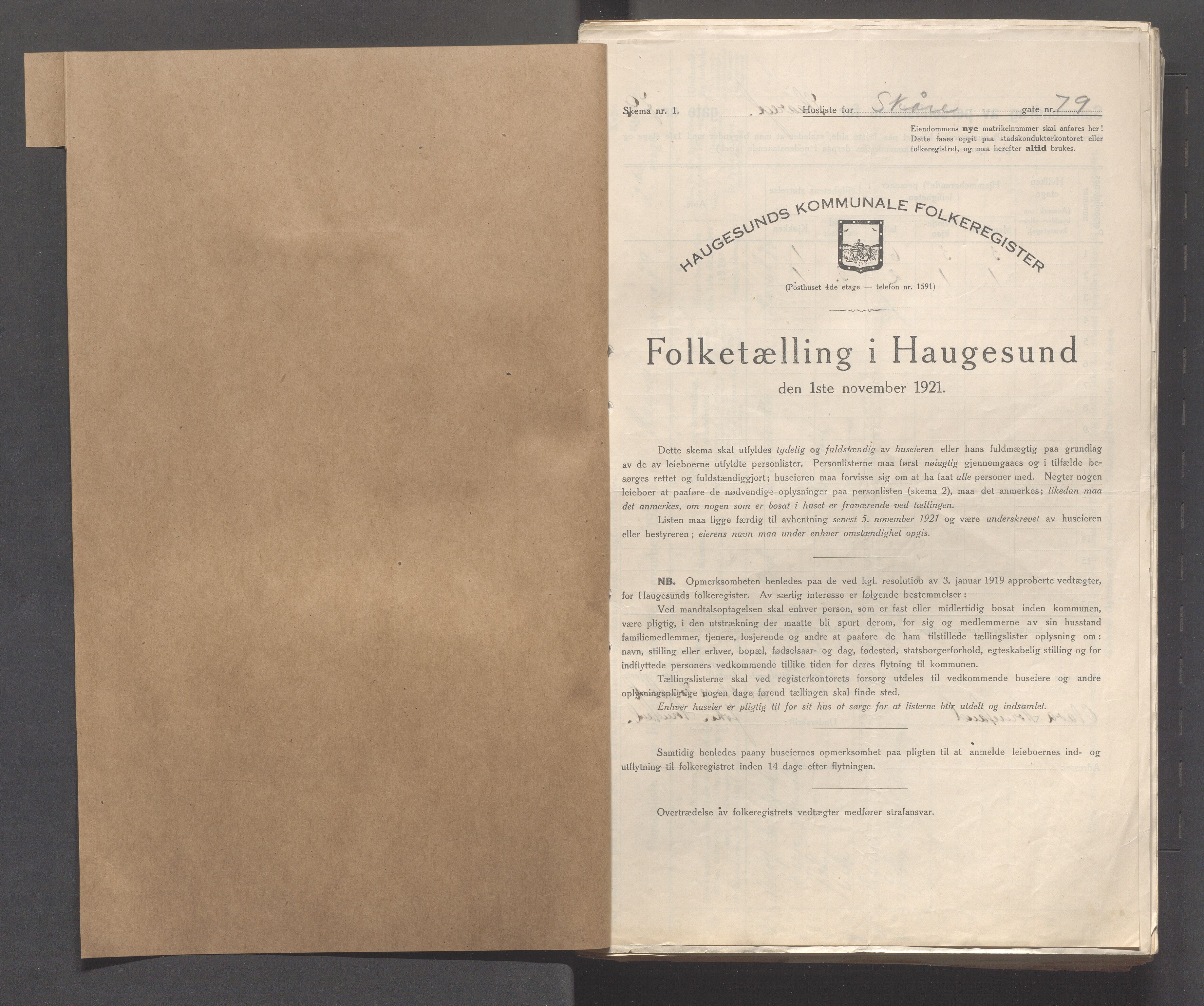 IKAR, Local census 1.11.1921 for Haugesund, 1921, p. 3612