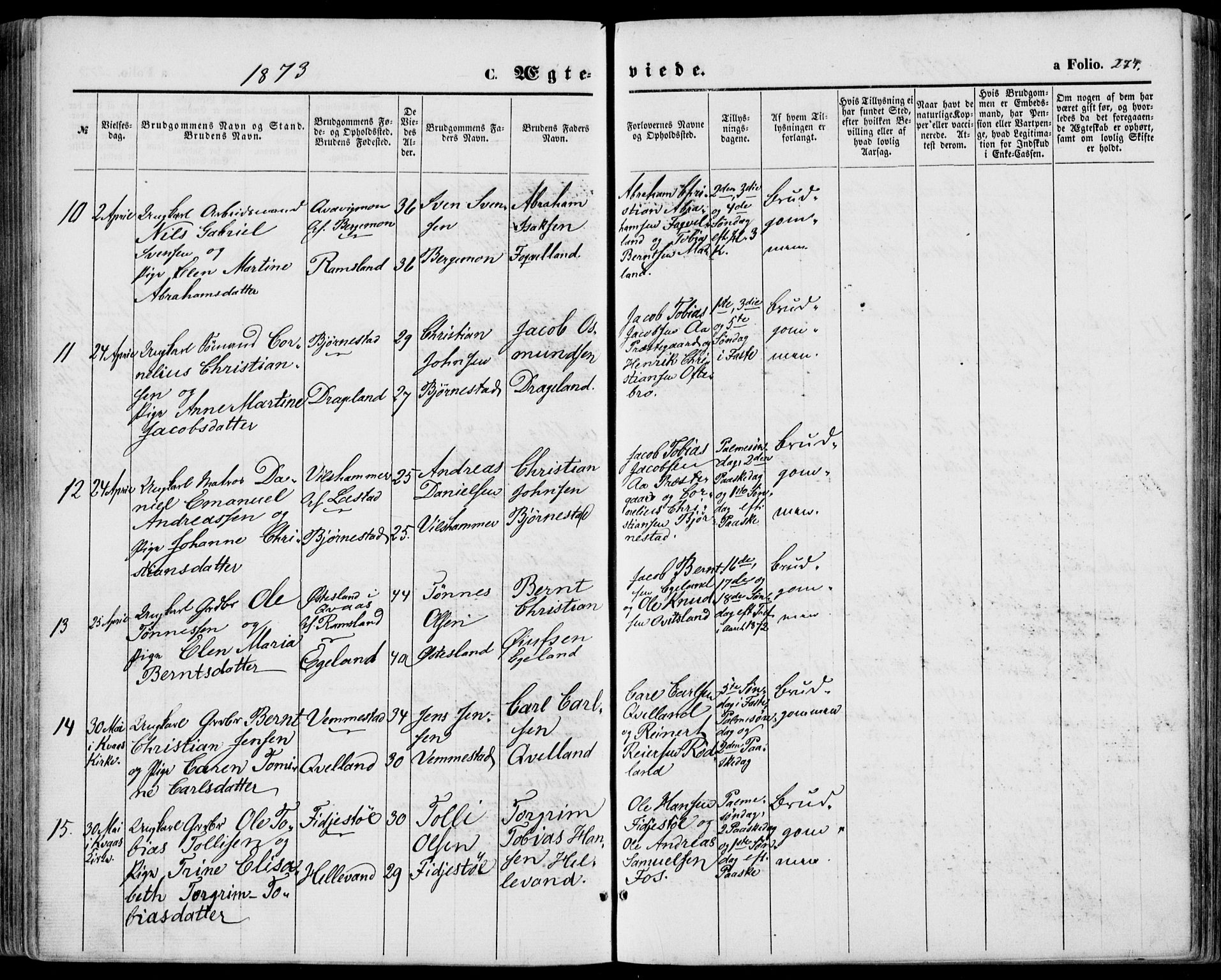 Lyngdal sokneprestkontor, AV/SAK-1111-0029/F/Fa/Fac/L0010: Parish register (official) no. A 10, 1865-1878, p. 274