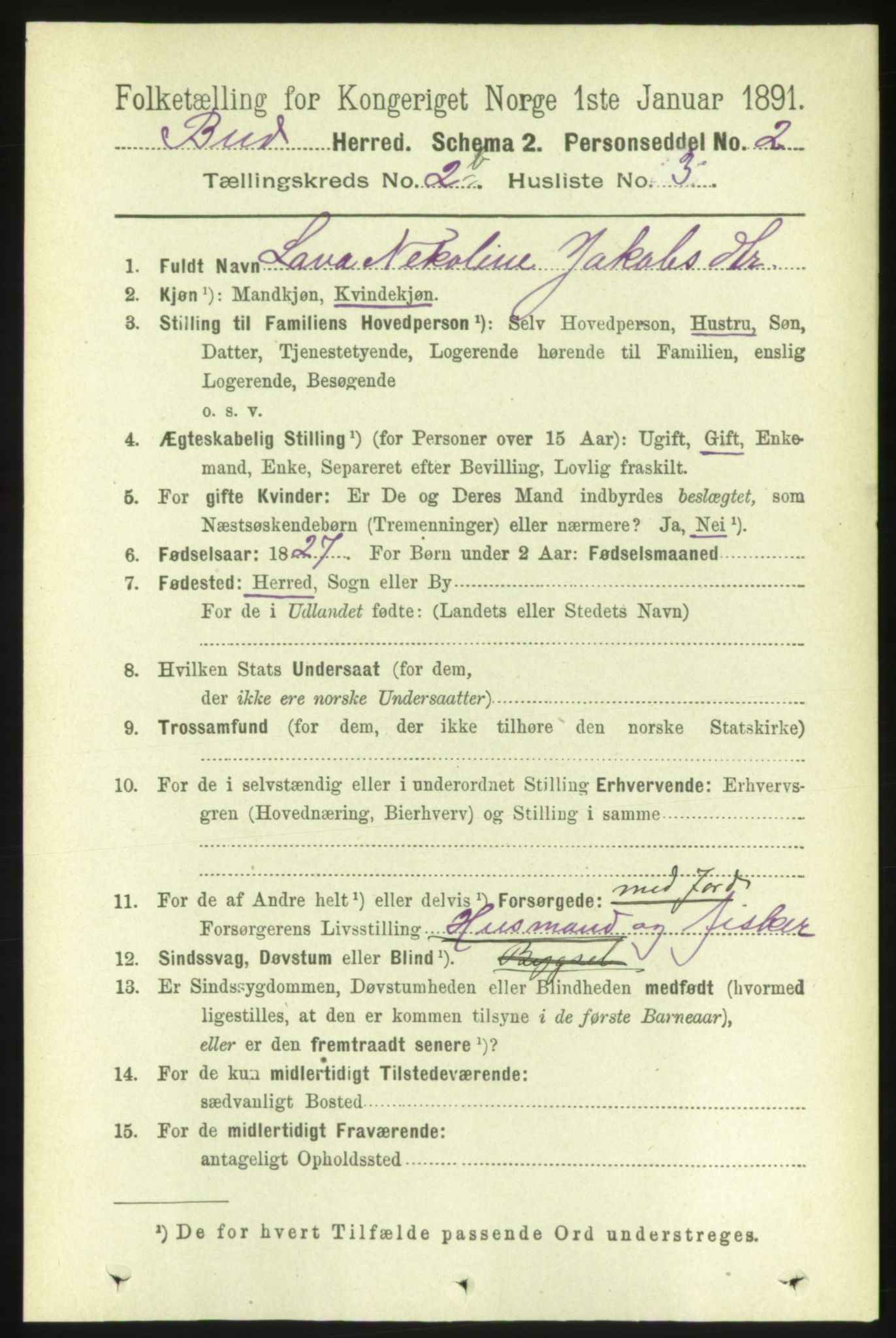 RA, 1891 census for 1549 Bud, 1891, p. 1238