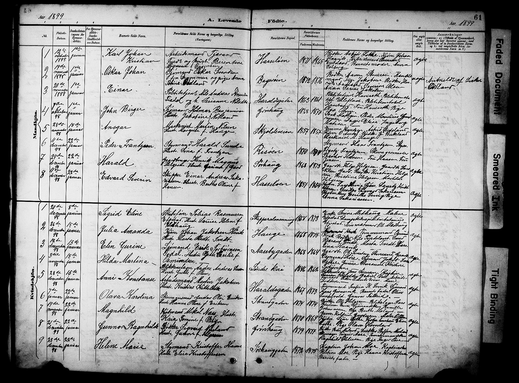 Haugesund sokneprestkontor, AV/SAST-A -101863/H/Ha/Hab/L0005: Parish register (copy) no. B 5, 1894-1908, p. 61