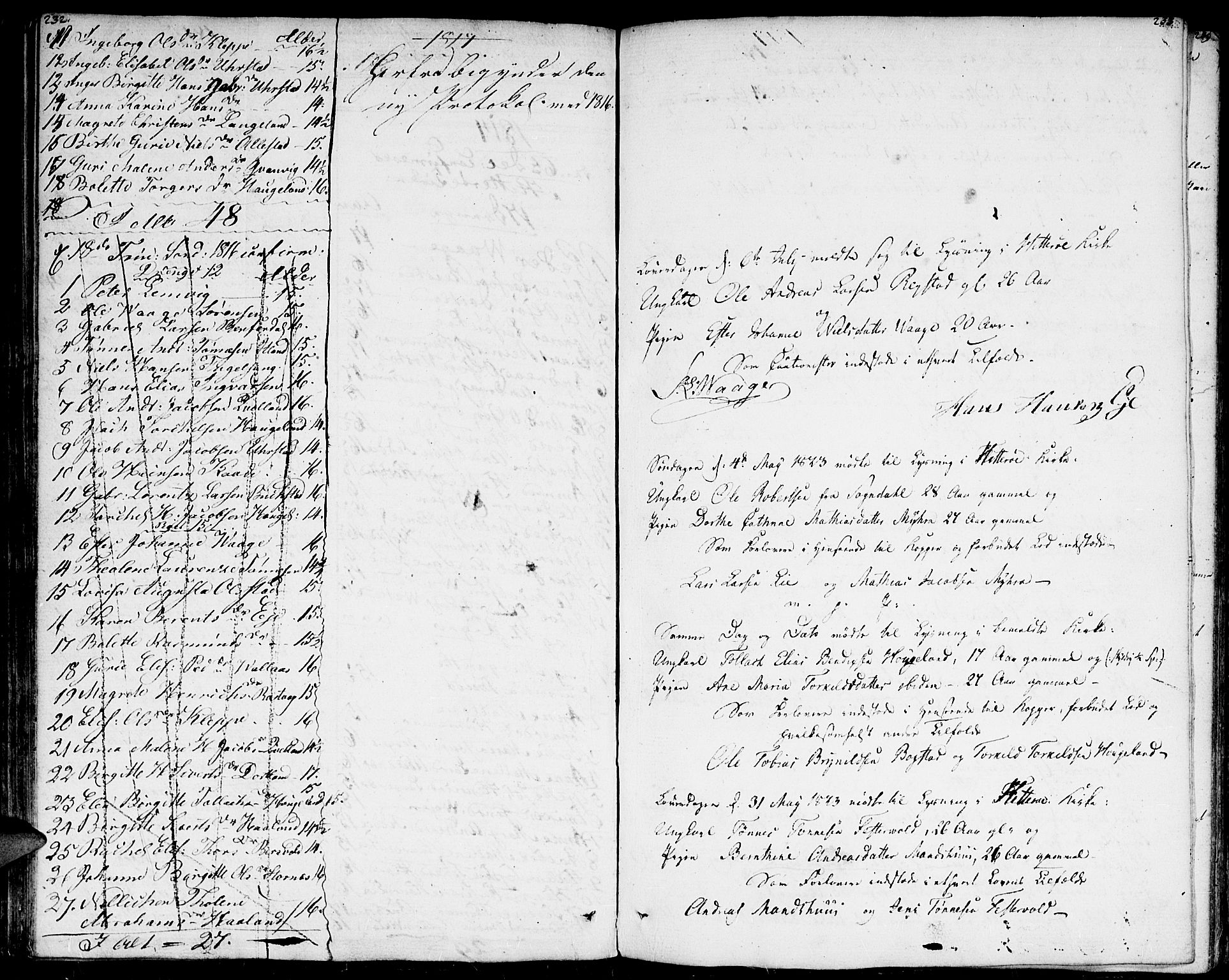 Flekkefjord sokneprestkontor, SAK/1111-0012/F/Fa/Fab/L0002: Parish register (official) no. A 2, 1781-1832, p. 232-233