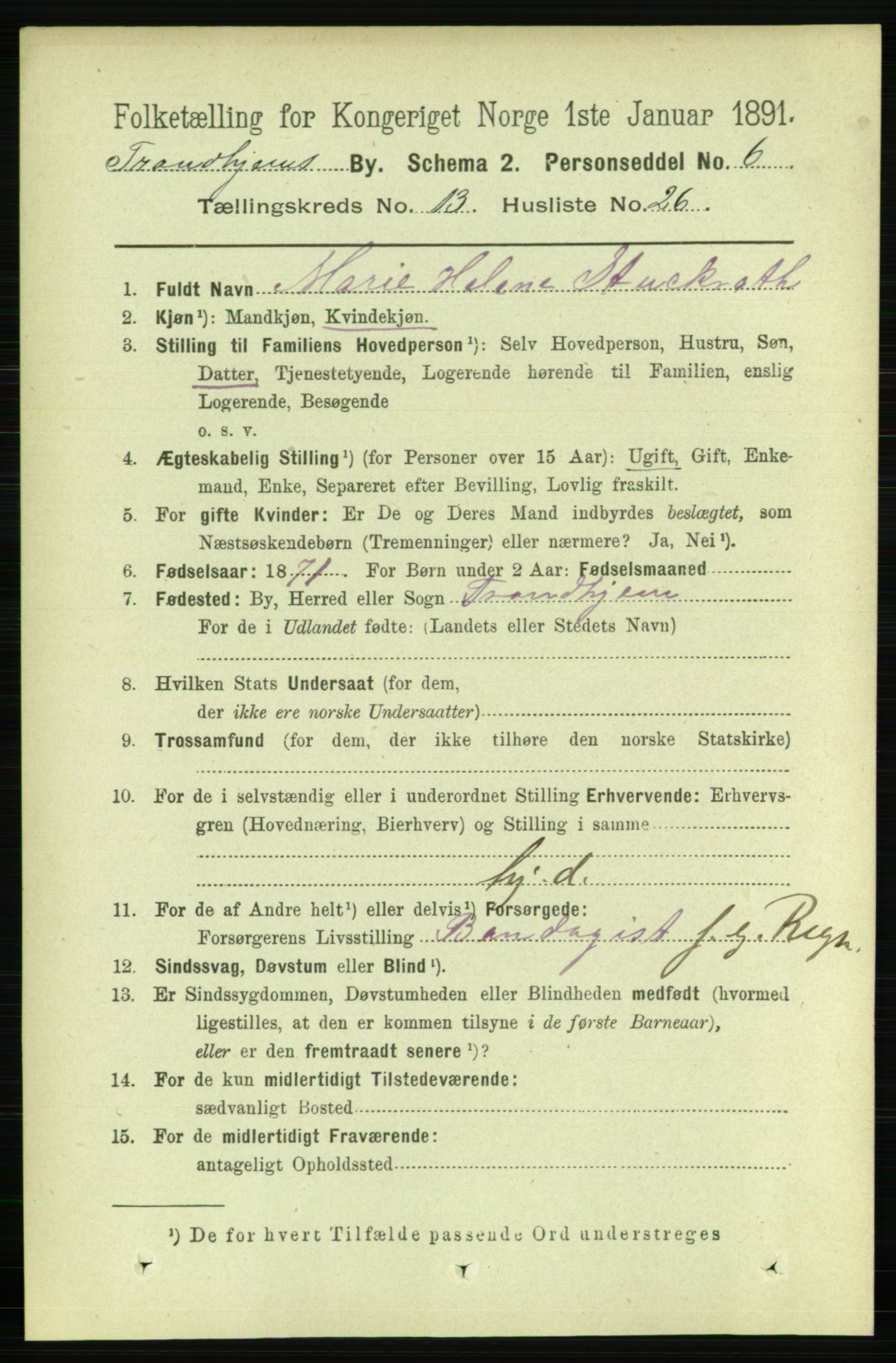 RA, 1891 census for 1601 Trondheim, 1891, p. 10495