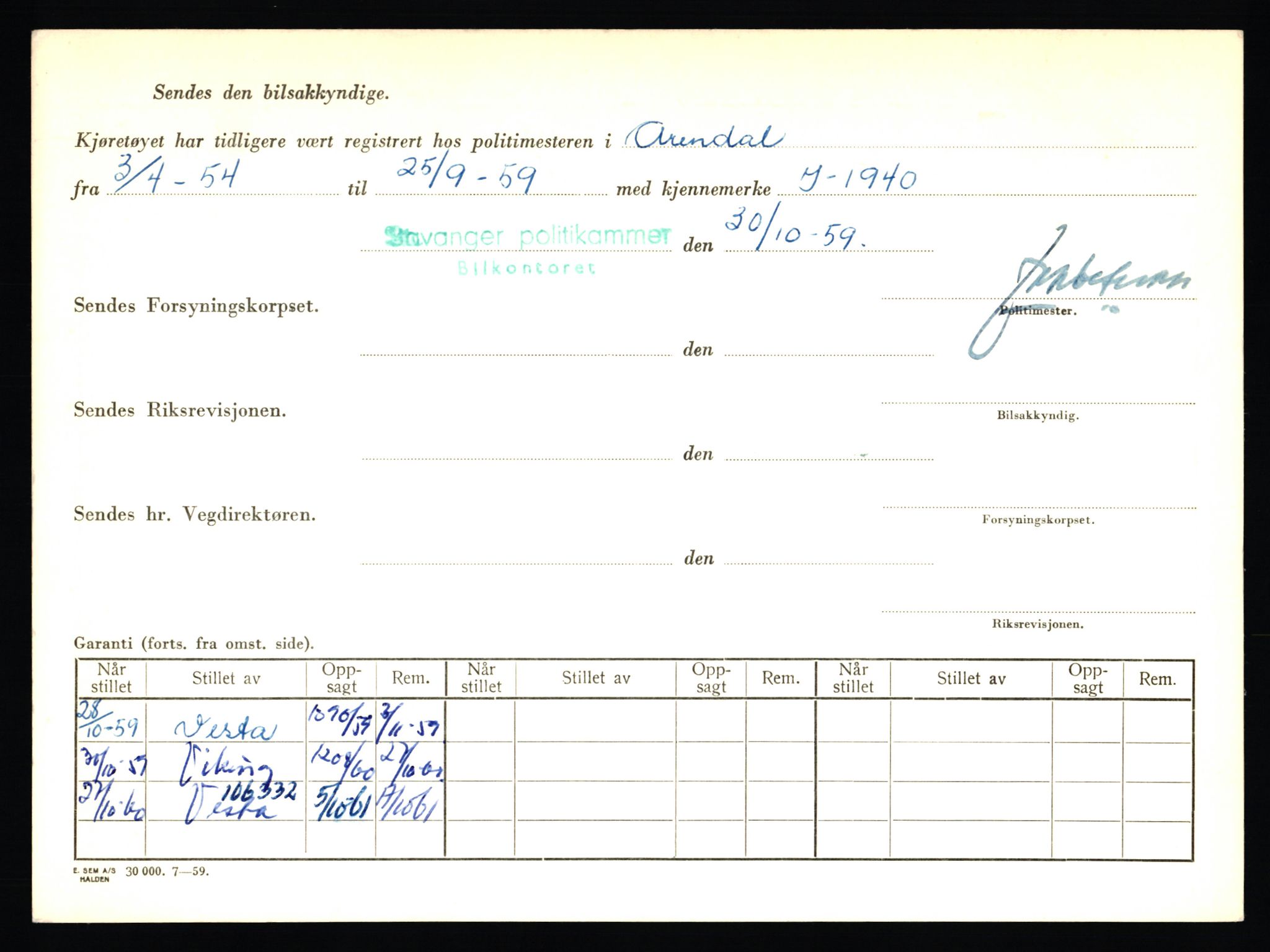 Stavanger trafikkstasjon, AV/SAST-A-101942/0/F/L0009: L-3000 - L-3349, 1930-1971, p. 1735