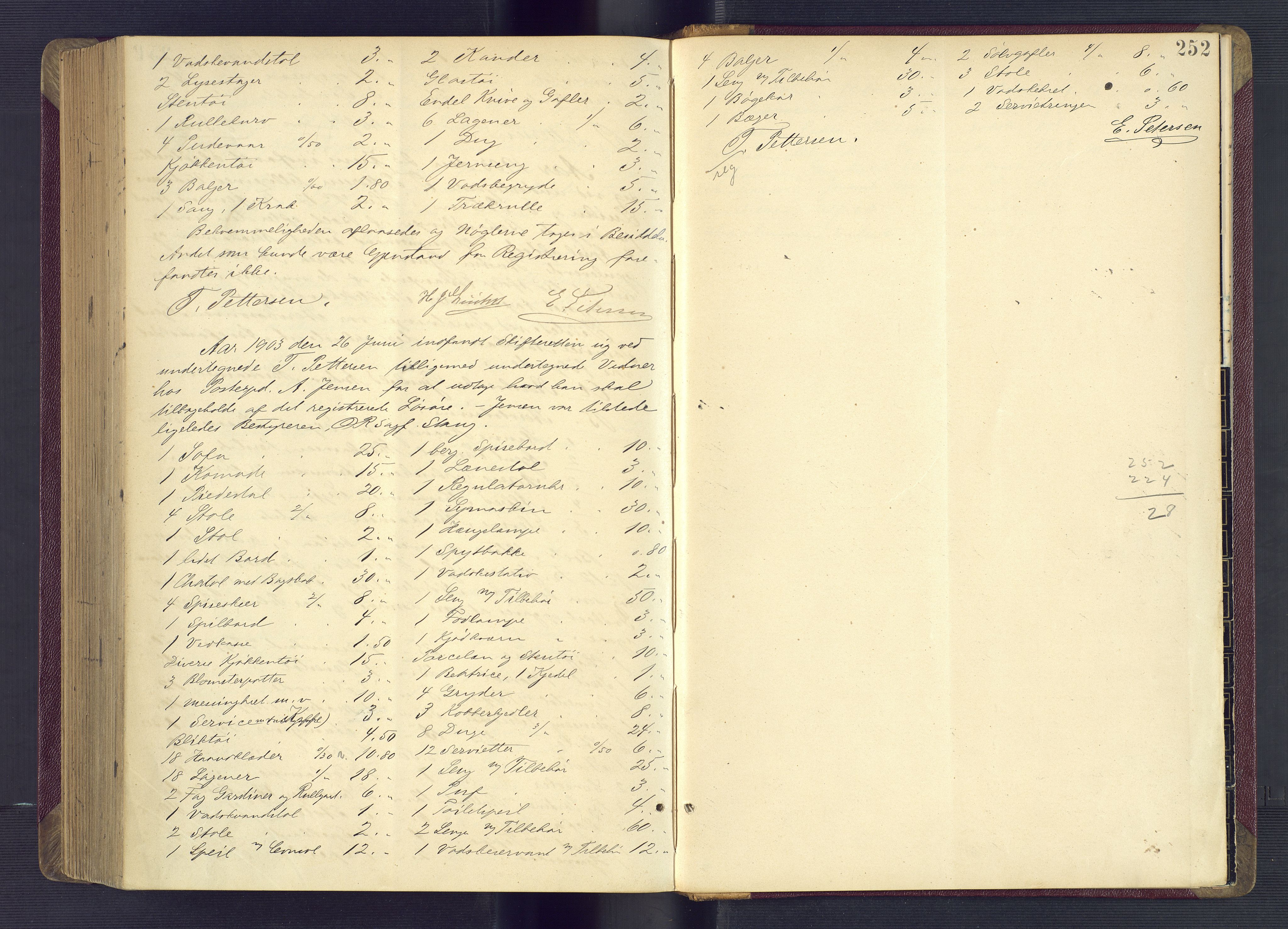 Kristiansand byrett, AV/SAK-1223-0001/H/Hc/L0034: Skifteregistreringsprotokoll nr. 6, med register, 1896-1903, p. 252