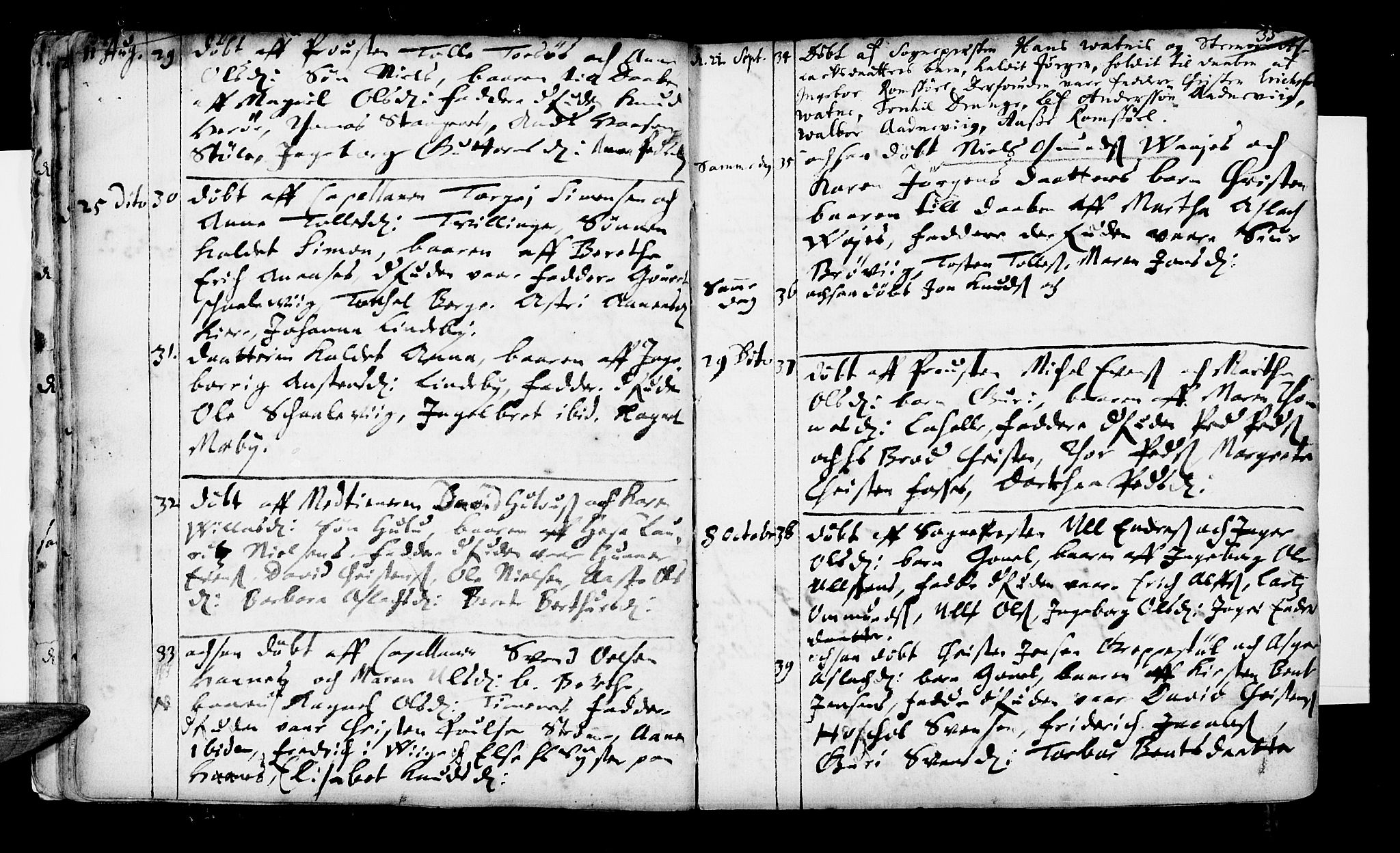 Oddernes sokneprestkontor, SAK/1111-0033/F/Fa/Faa/L0001: Parish register (official) no. A 1, 1692-1718, p. 34-35