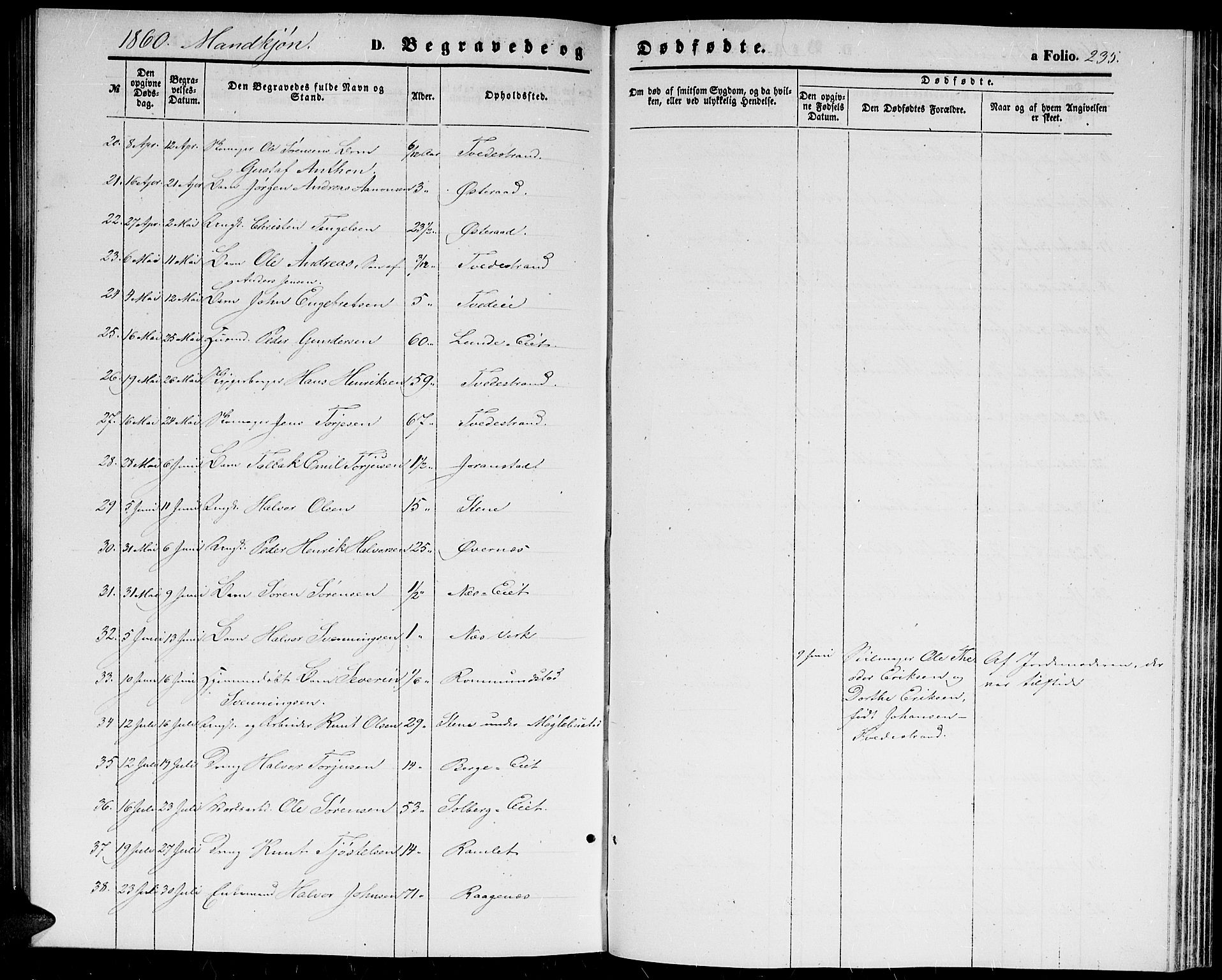 Holt sokneprestkontor, AV/SAK-1111-0021/F/Fb/L0008: Parish register (copy) no. B 8, 1858-1871, p. 235