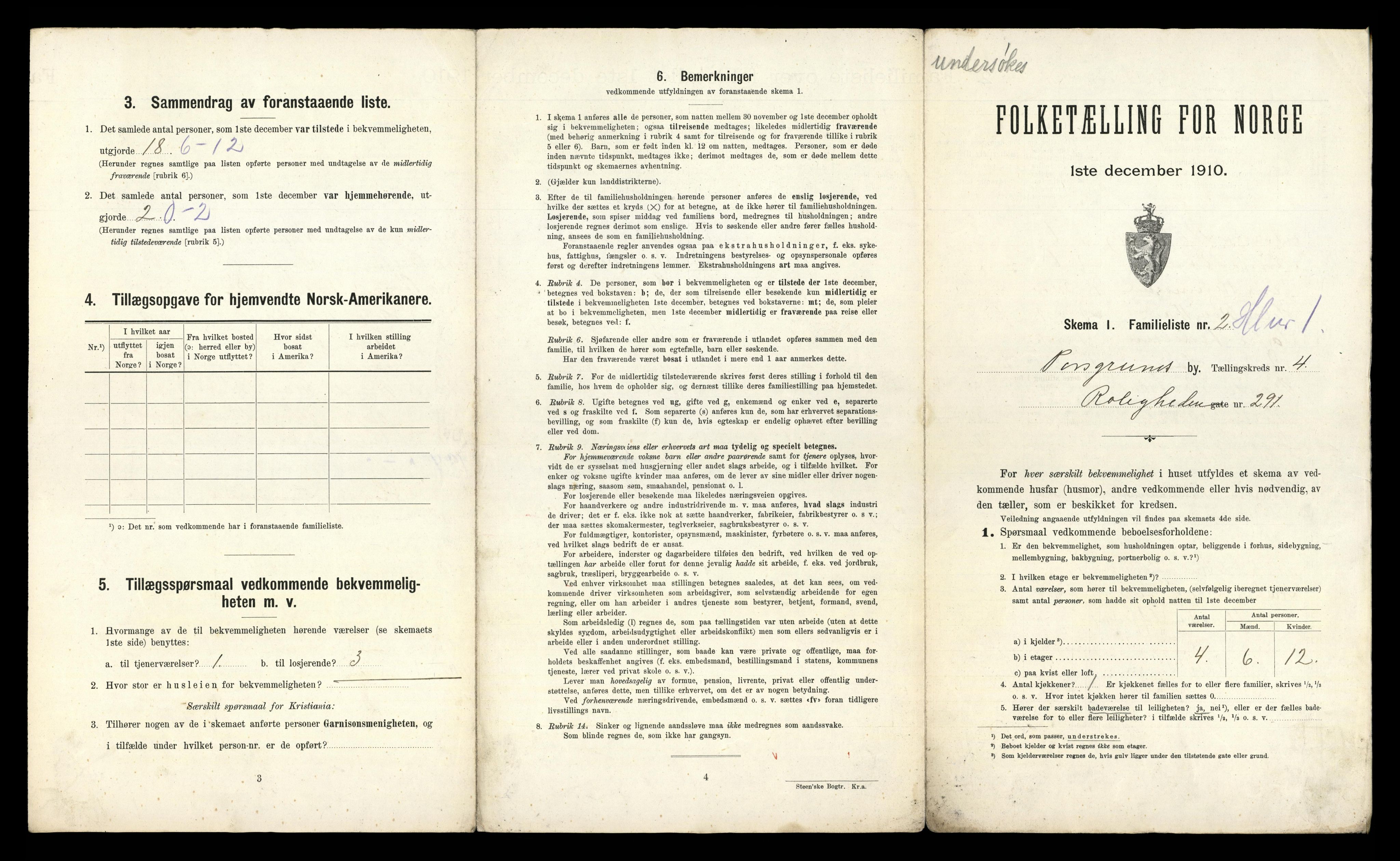 RA, 1910 census for Porsgrunn, 1910, p. 2224