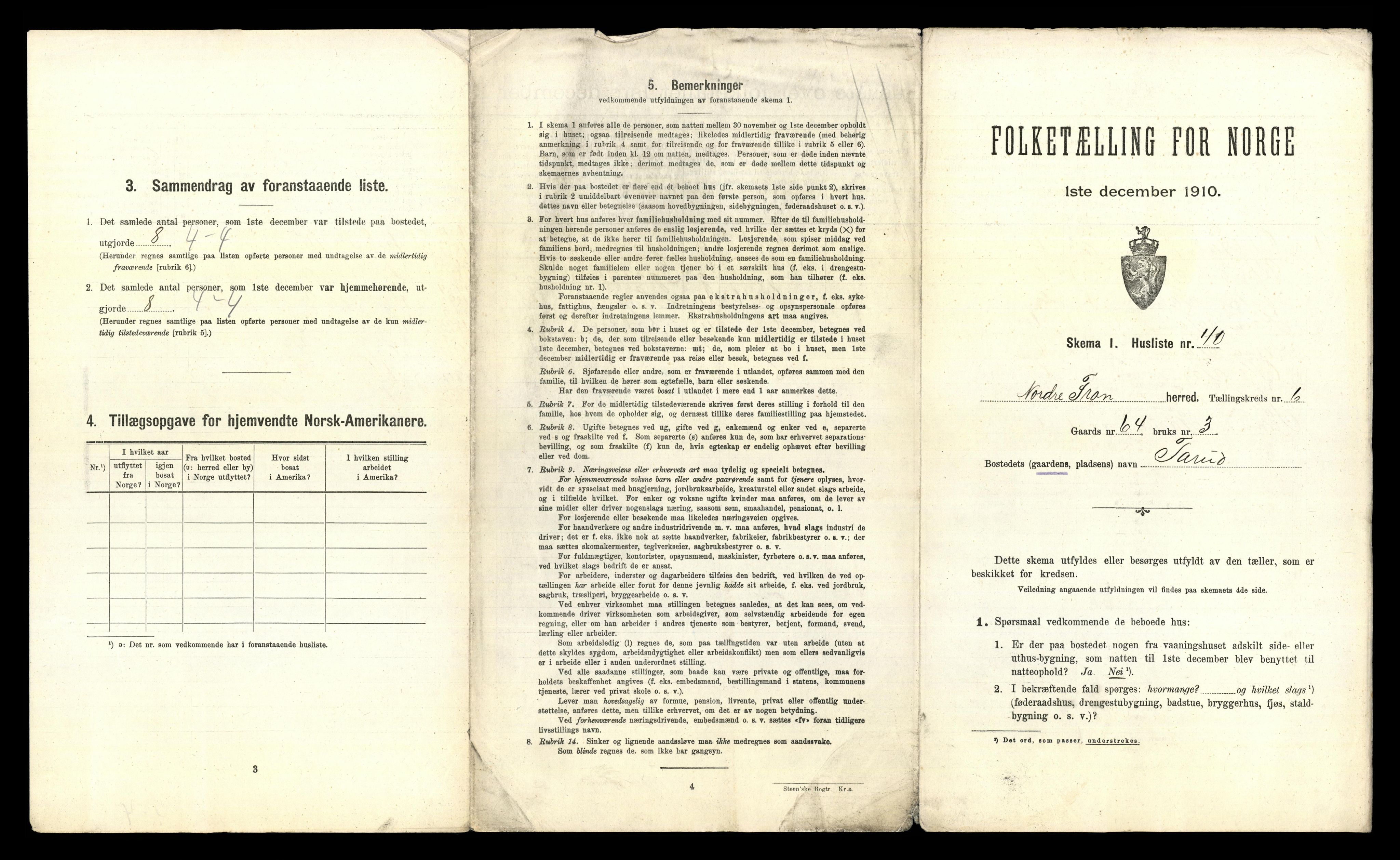 RA, 1910 census for Nord-Fron, 1910, p. 780