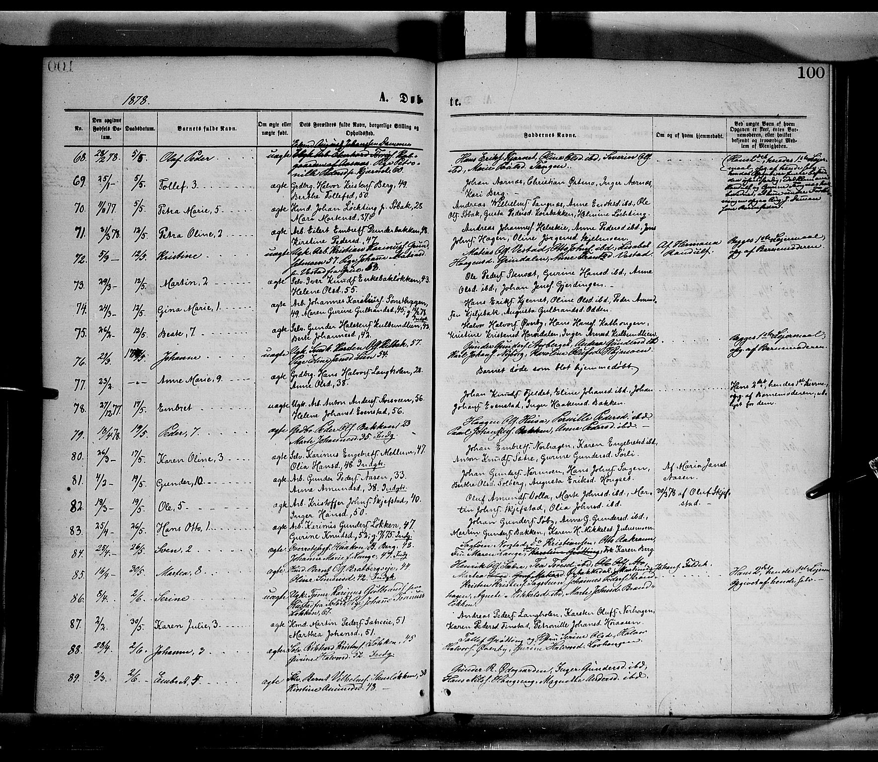 Elverum prestekontor, AV/SAH-PREST-044/H/Ha/Haa/L0011: Parish register (official) no. 11, 1869-1879, p. 100