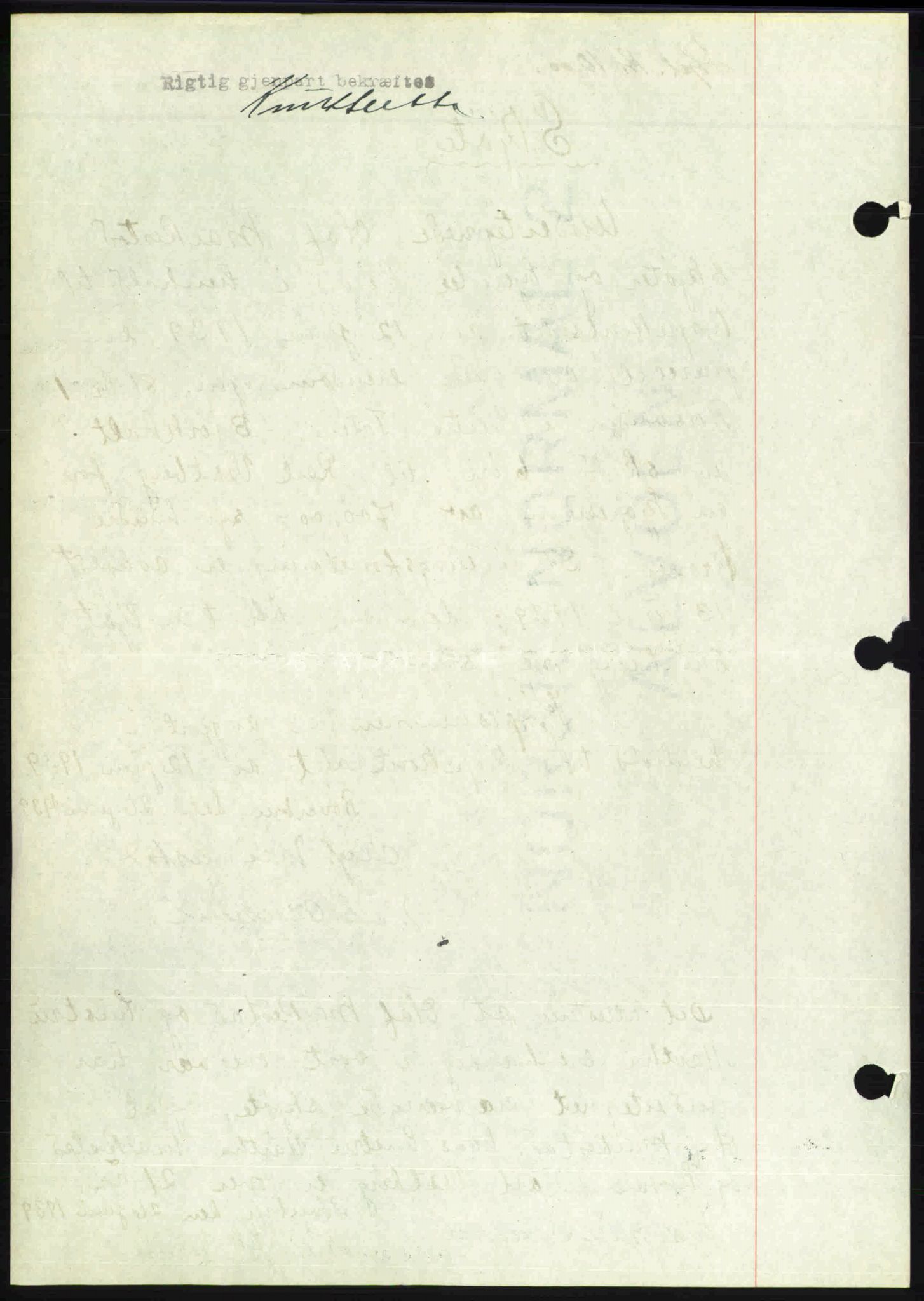 Toten tingrett, SAH/TING-006/H/Hb/Hbc/L0006: Mortgage book no. Hbc-06, 1939-1939, Diary no: : 1802/1939