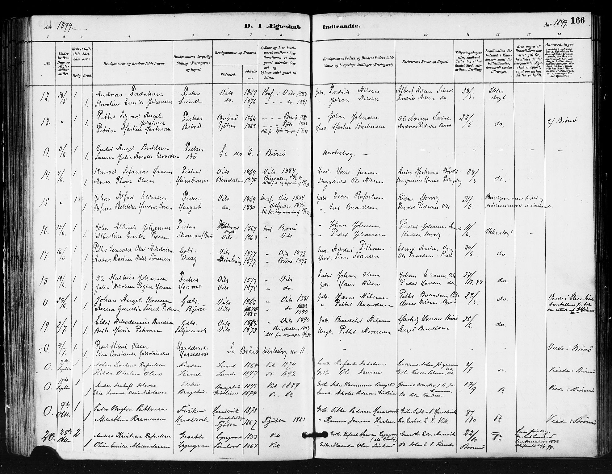 Ministerialprotokoller, klokkerbøker og fødselsregistre - Nordland, SAT/A-1459/812/L0178: Parish register (official) no. 812A07, 1886-1900, p. 166