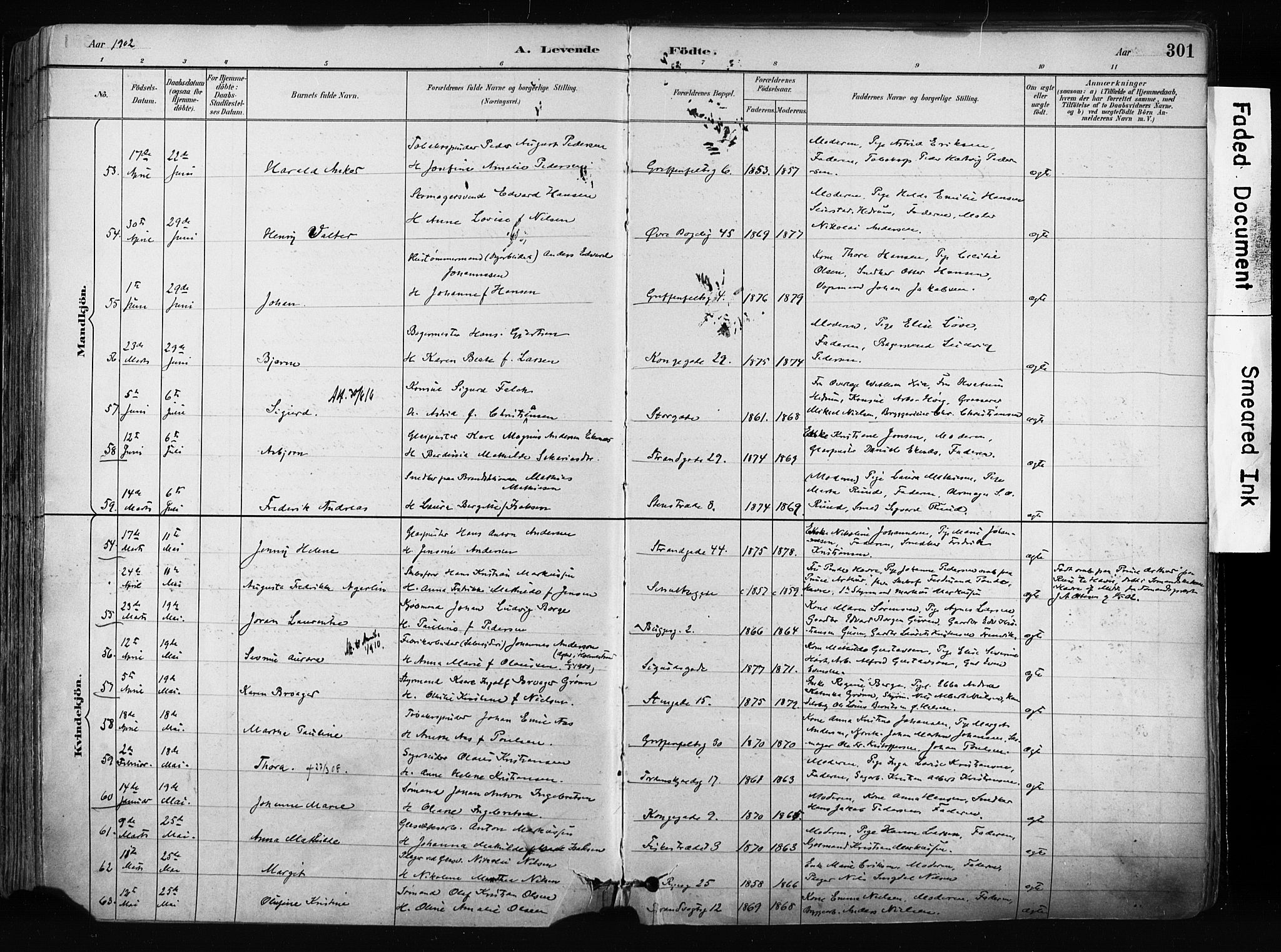Larvik kirkebøker, SAKO/A-352/F/Fa/L0009: Parish register (official) no. I 9, 1884-1904, p. 301
