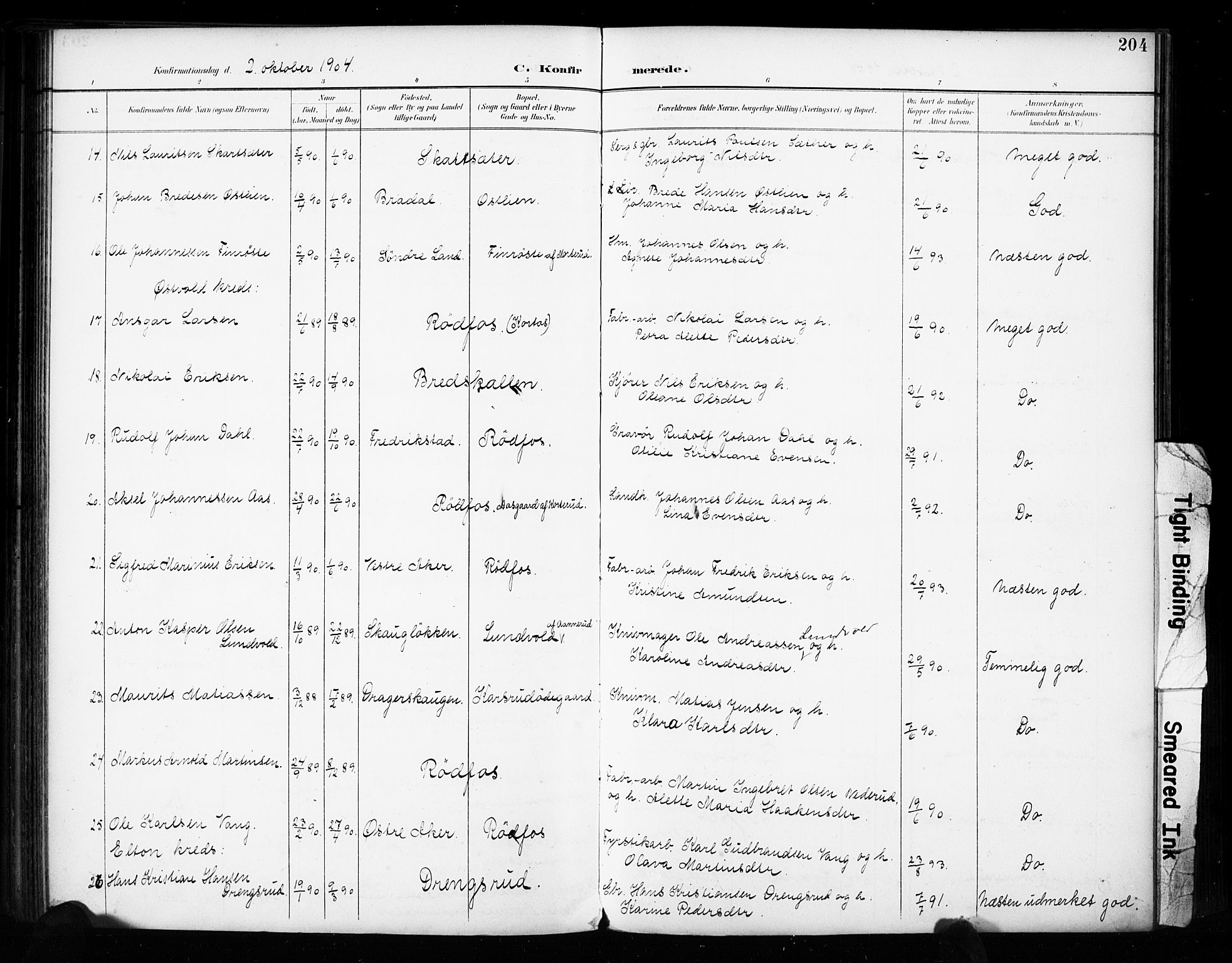 Vestre Toten prestekontor, SAH/PREST-108/H/Ha/Haa/L0011: Parish register (official) no. 11, 1895-1906, p. 204