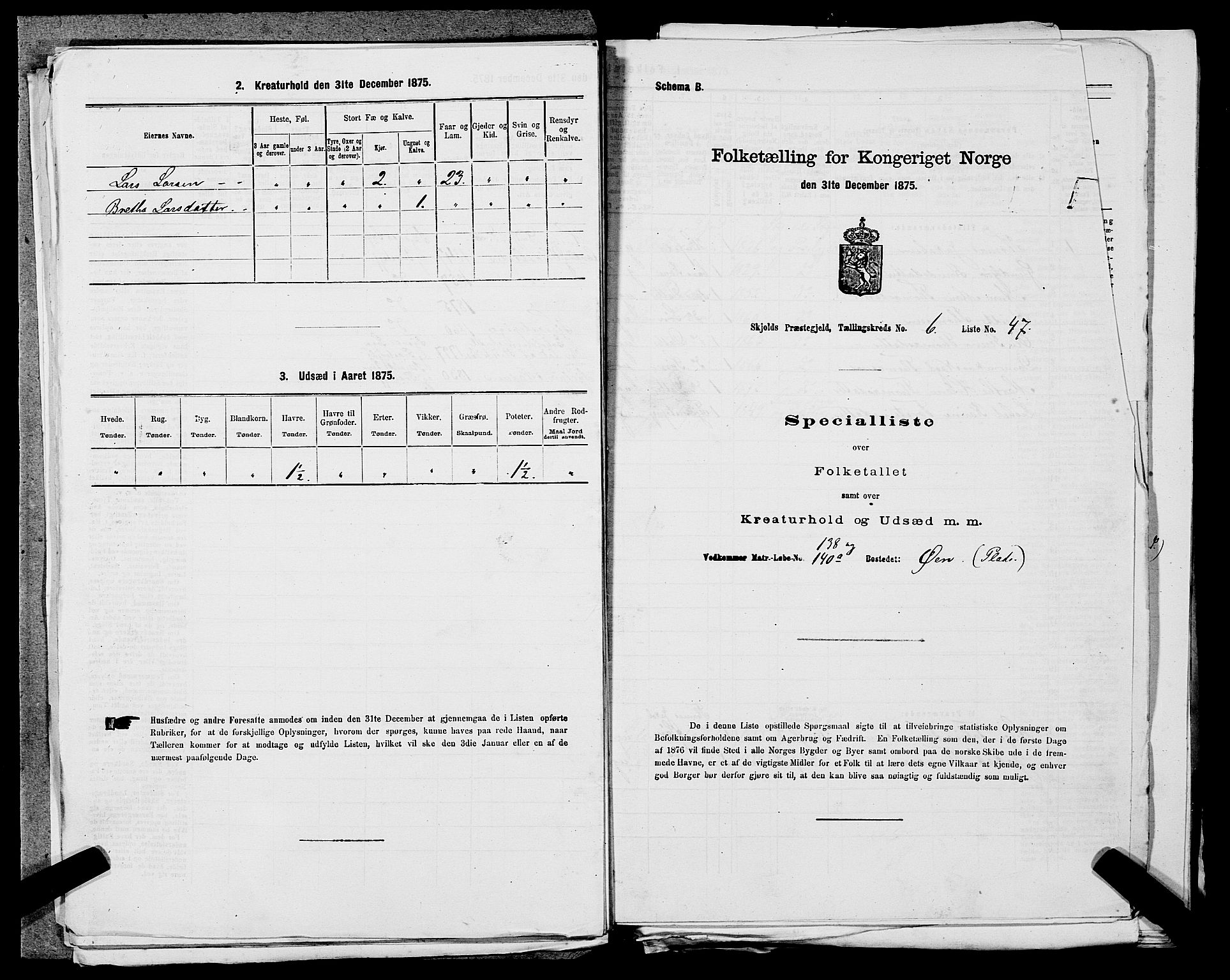 SAST, 1875 census for 1154P Skjold, 1875, p. 613