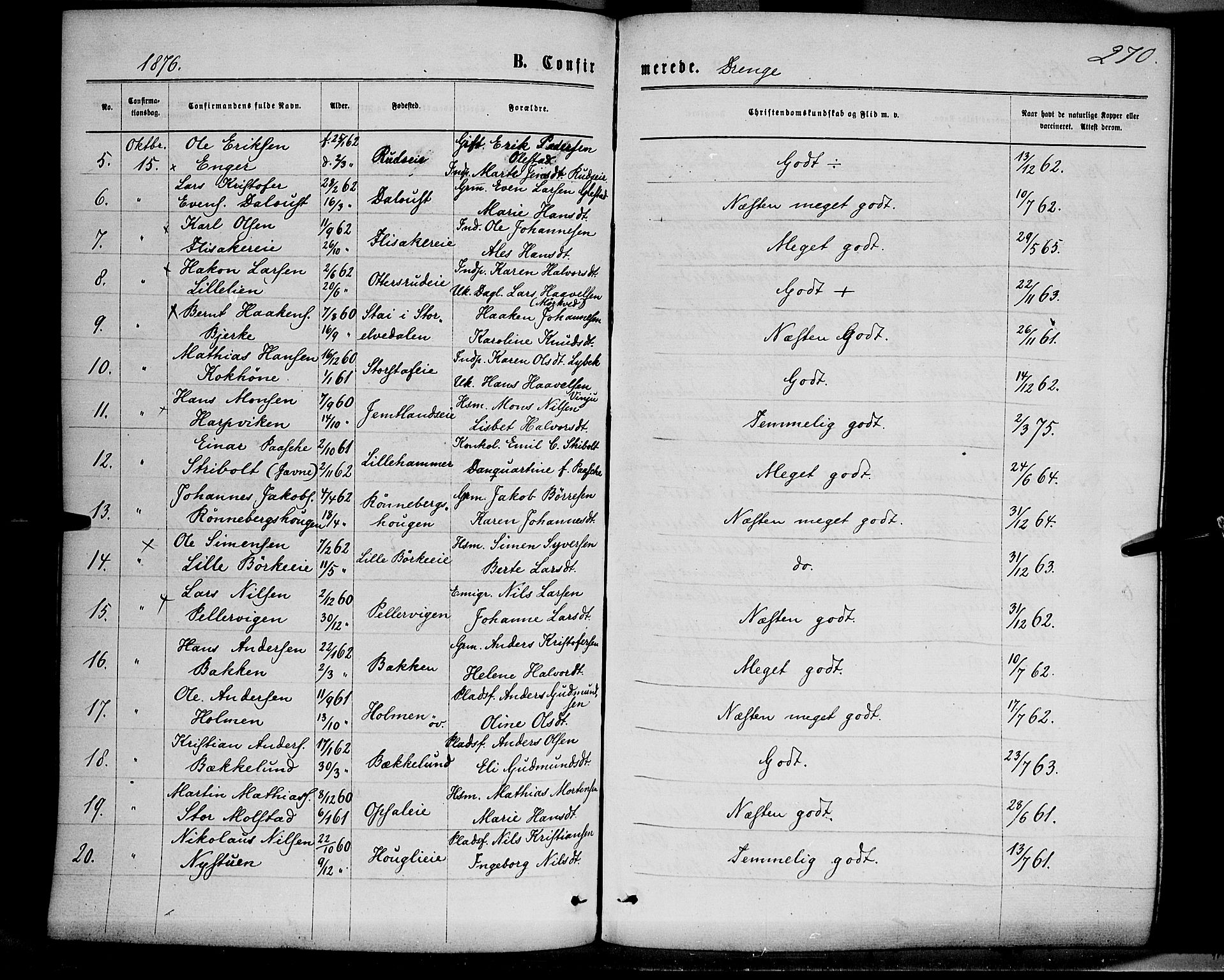 Ringsaker prestekontor, SAH/PREST-014/K/Ka/L0011: Parish register (official) no. 11, 1870-1878, p. 270