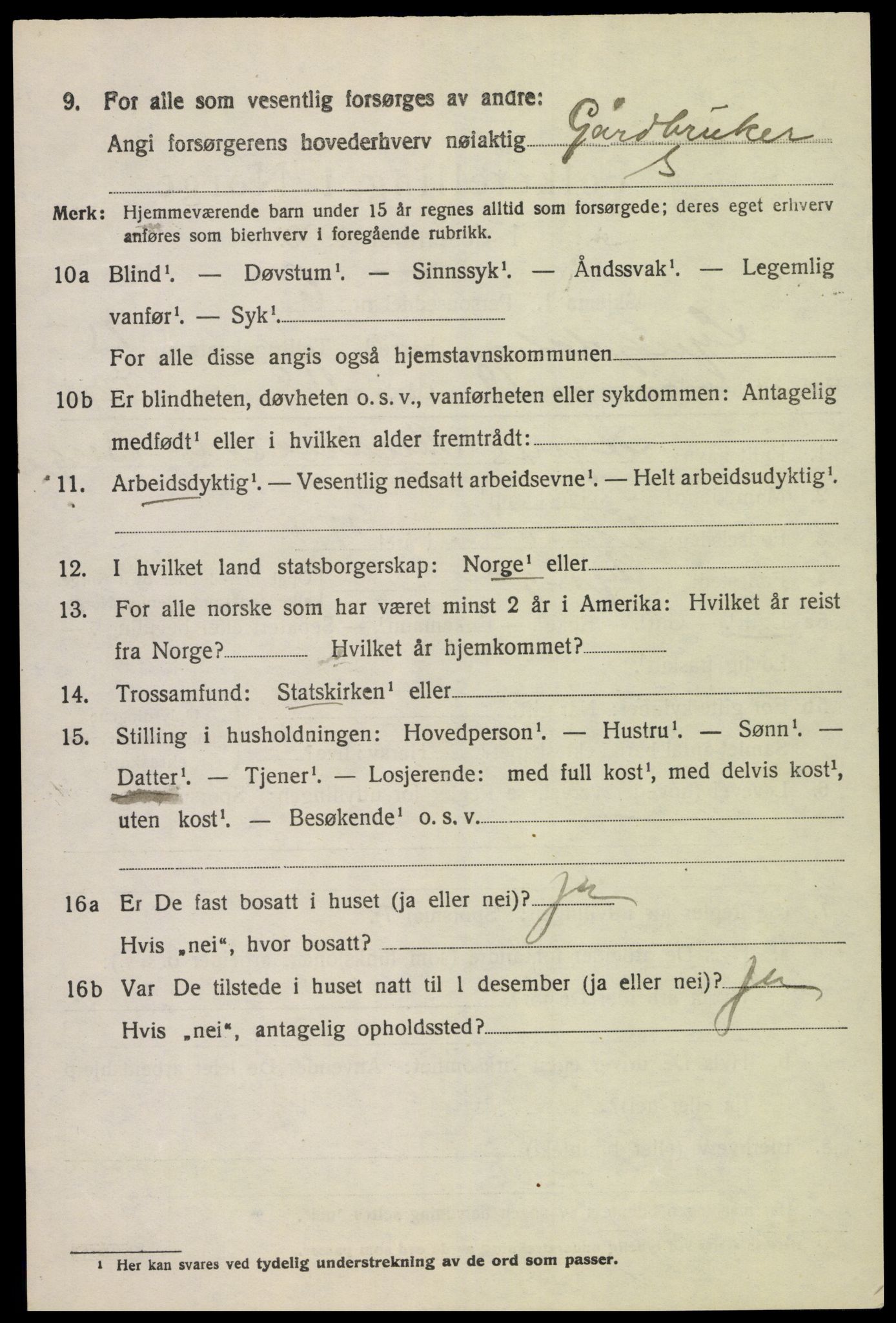 SAK, 1920 census for Lyngdal, 1920, p. 6492