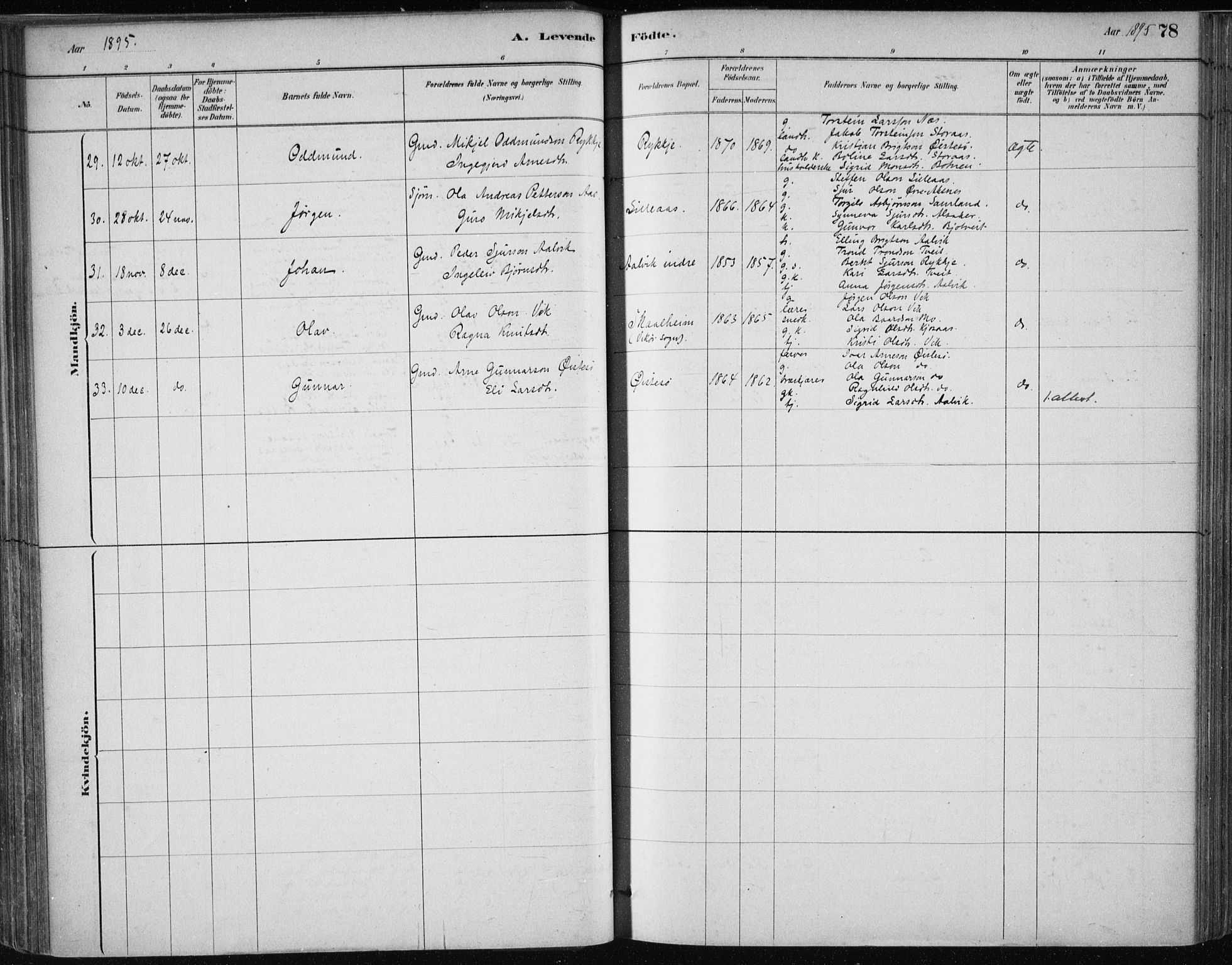 Kvam sokneprestembete, SAB/A-76201/H/Haa: Parish register (official) no. C  1, 1880-1906, p. 78