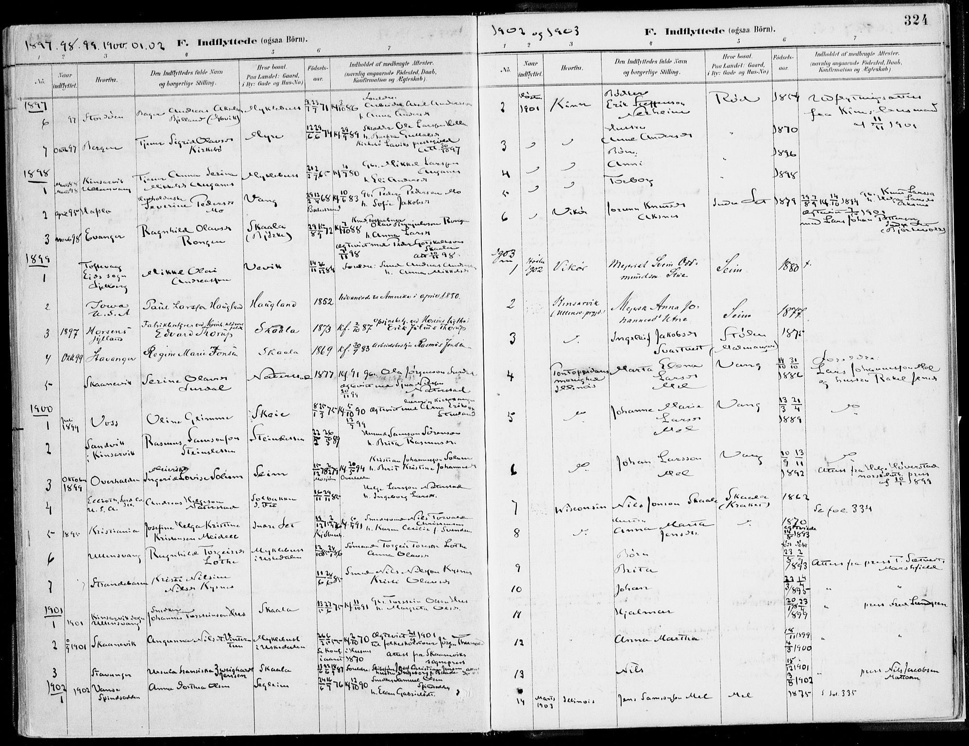 Kvinnherad sokneprestembete, SAB/A-76401/H/Haa: Parish register (official) no. B  1, 1887-1921, p. 324