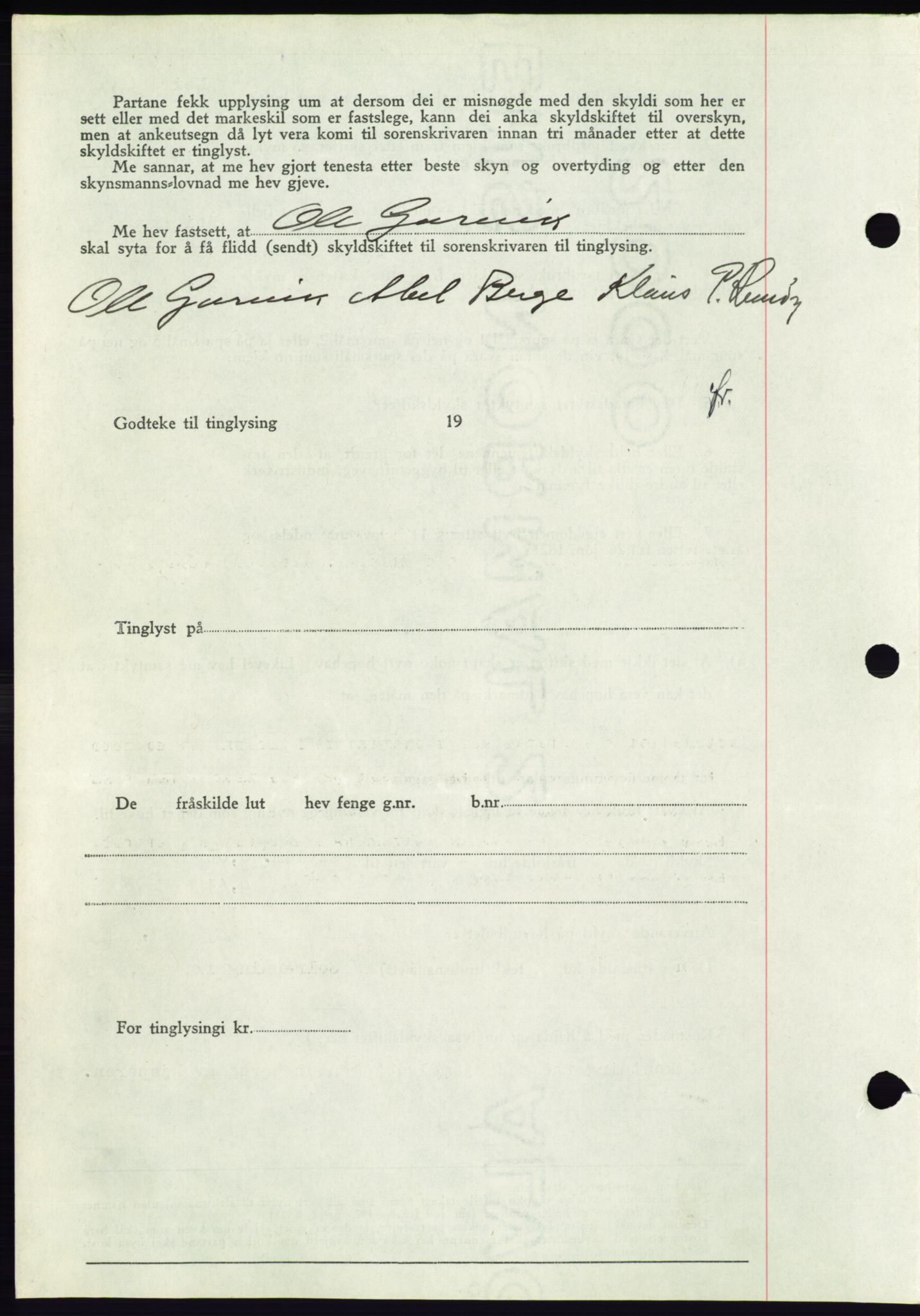 Søre Sunnmøre sorenskriveri, AV/SAT-A-4122/1/2/2C/L0067: Mortgage book no. 61, 1938-1939, Diary no: : 107/1939